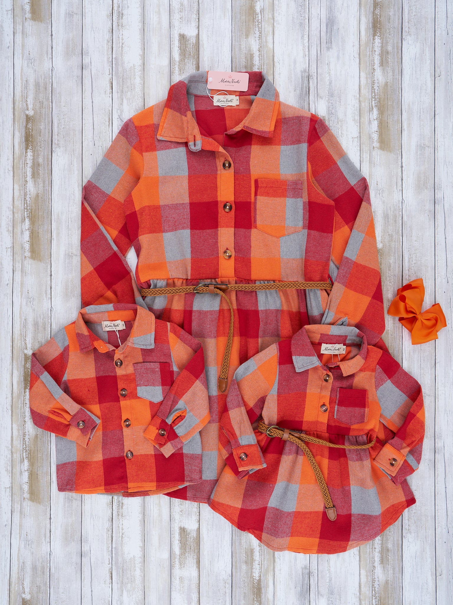 Mom & Me Autumnal Plaid Belted Tunic & Button Up Shirt - Image 3