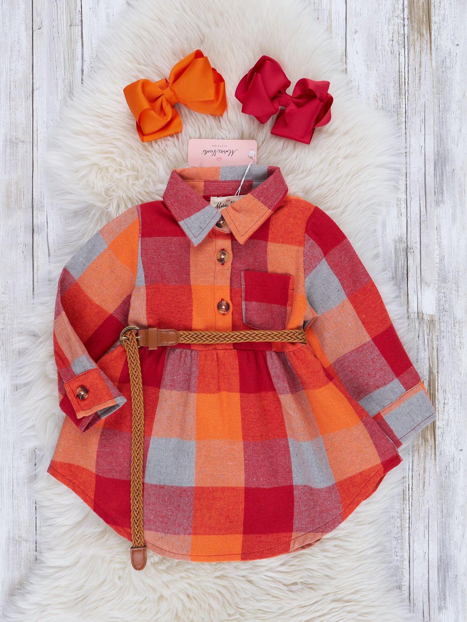 Mom & Me Autumnal Plaid Belted Tunic & Button Up Shirt - Image 6