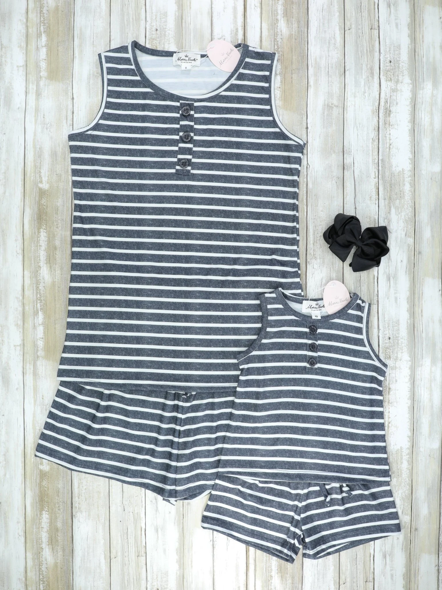 Mom & Me Black Striped Loungewear Set