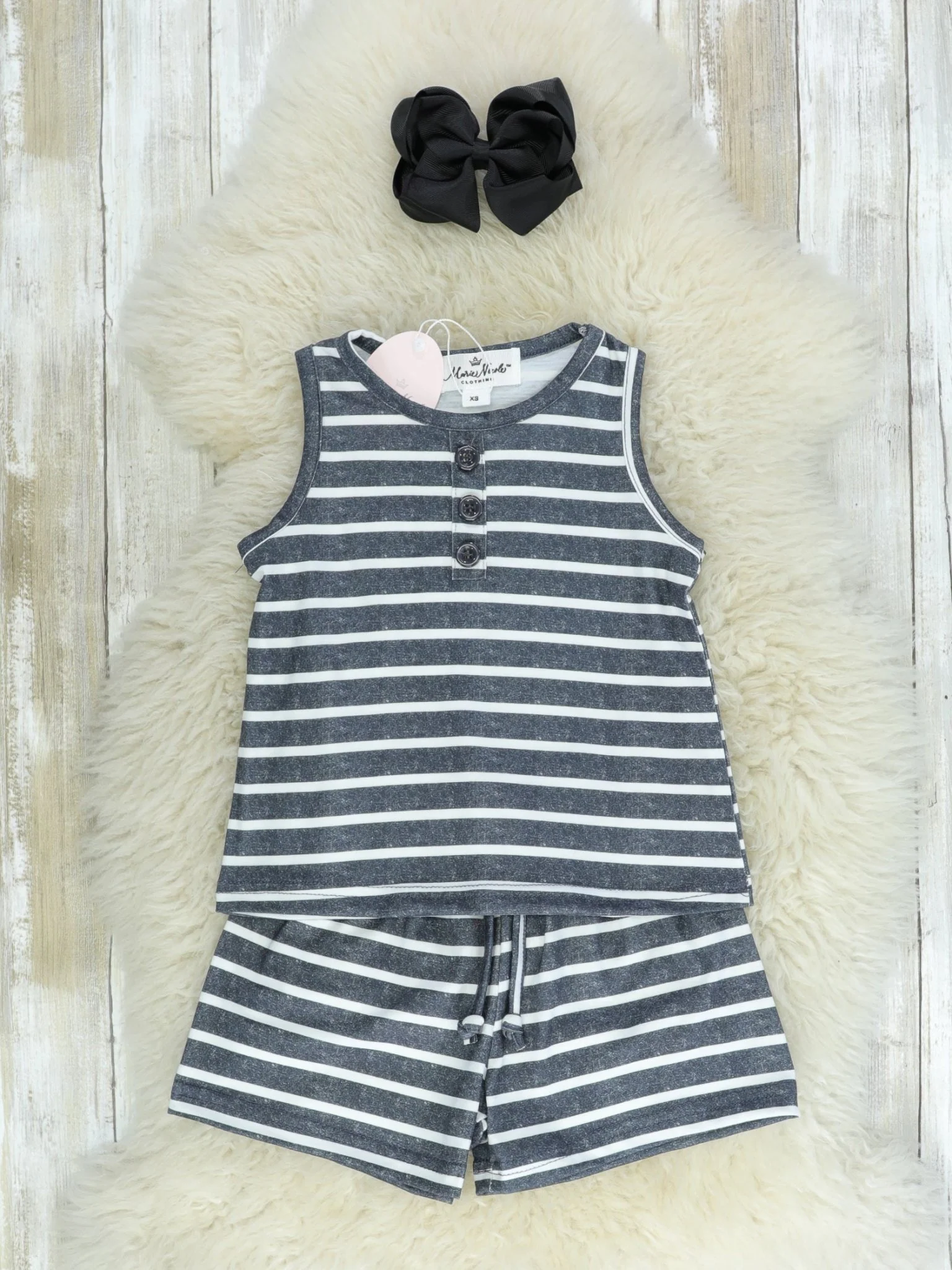 Mom & Me Black Striped Loungewear Set - Image 2