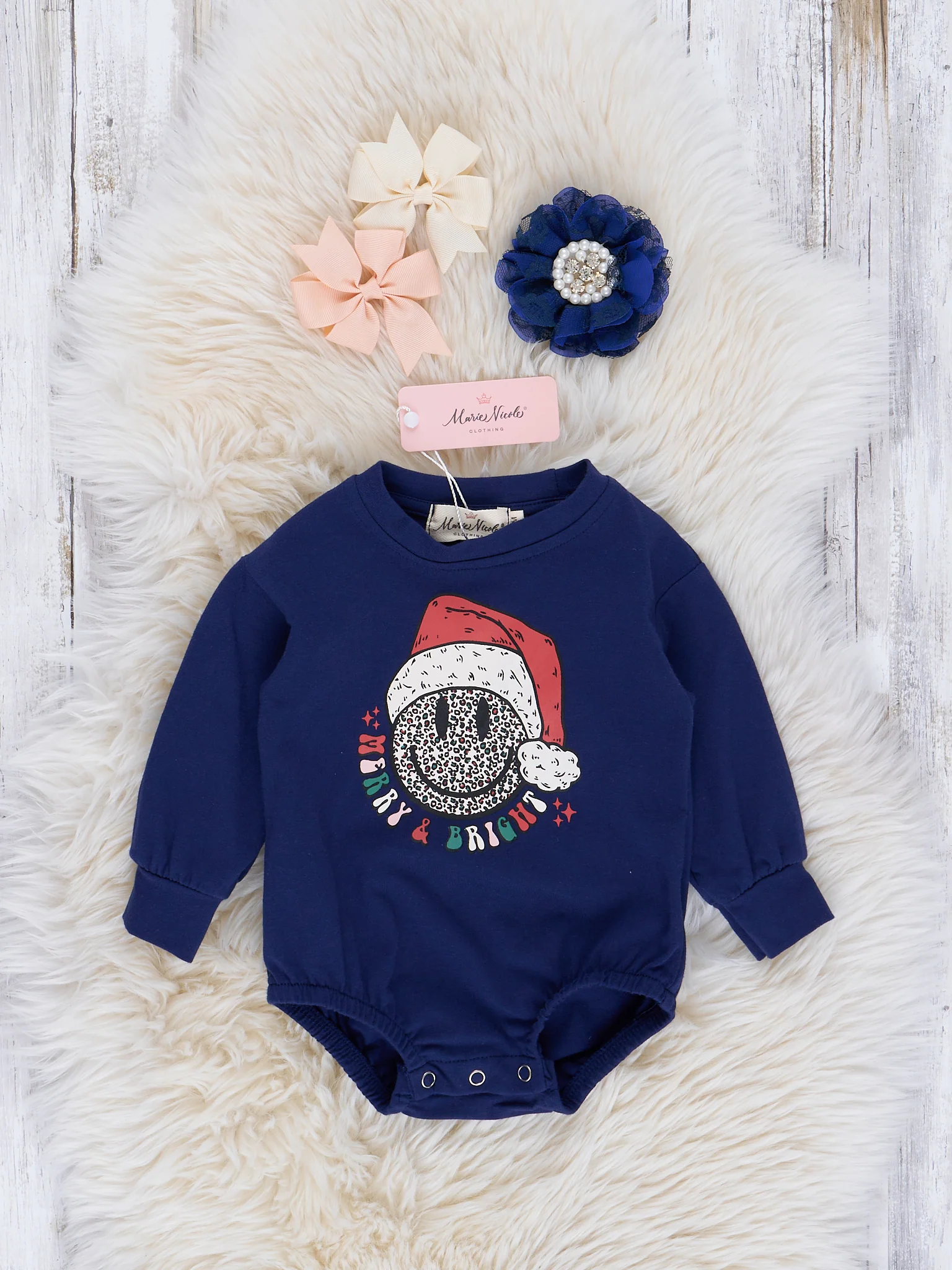Mom & Me Blue "Merry & Bright" Crew Neck Shirt - Image 2