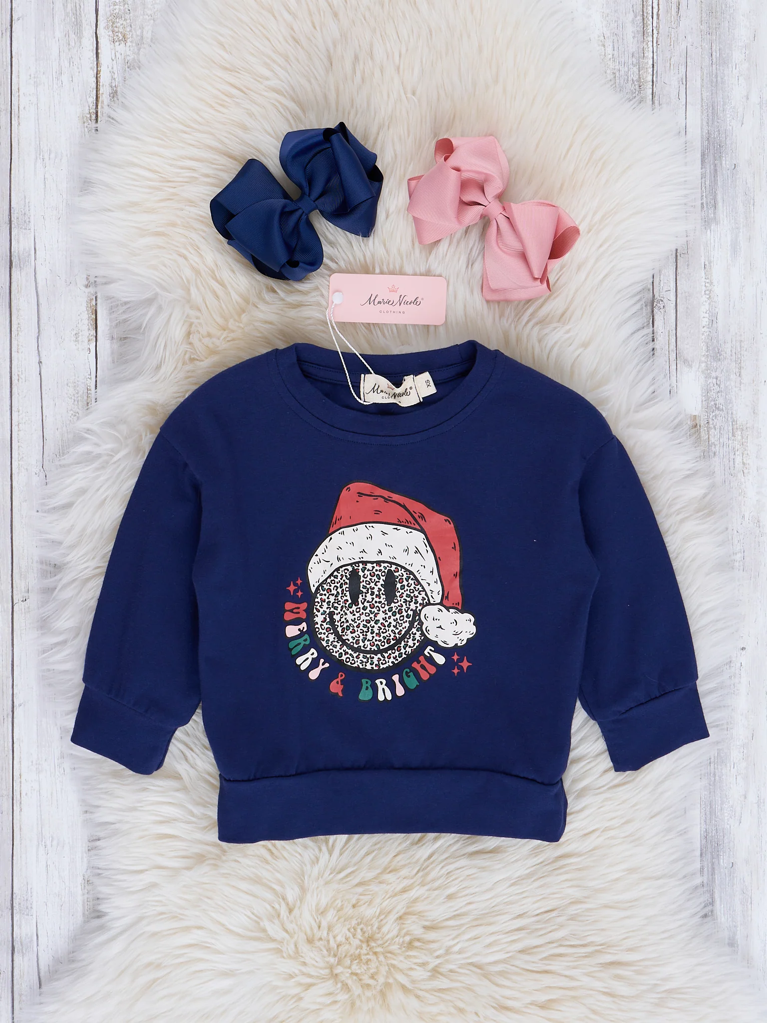 Mom & Me Blue "Merry & Bright" Crew Neck Shirt - Image 3