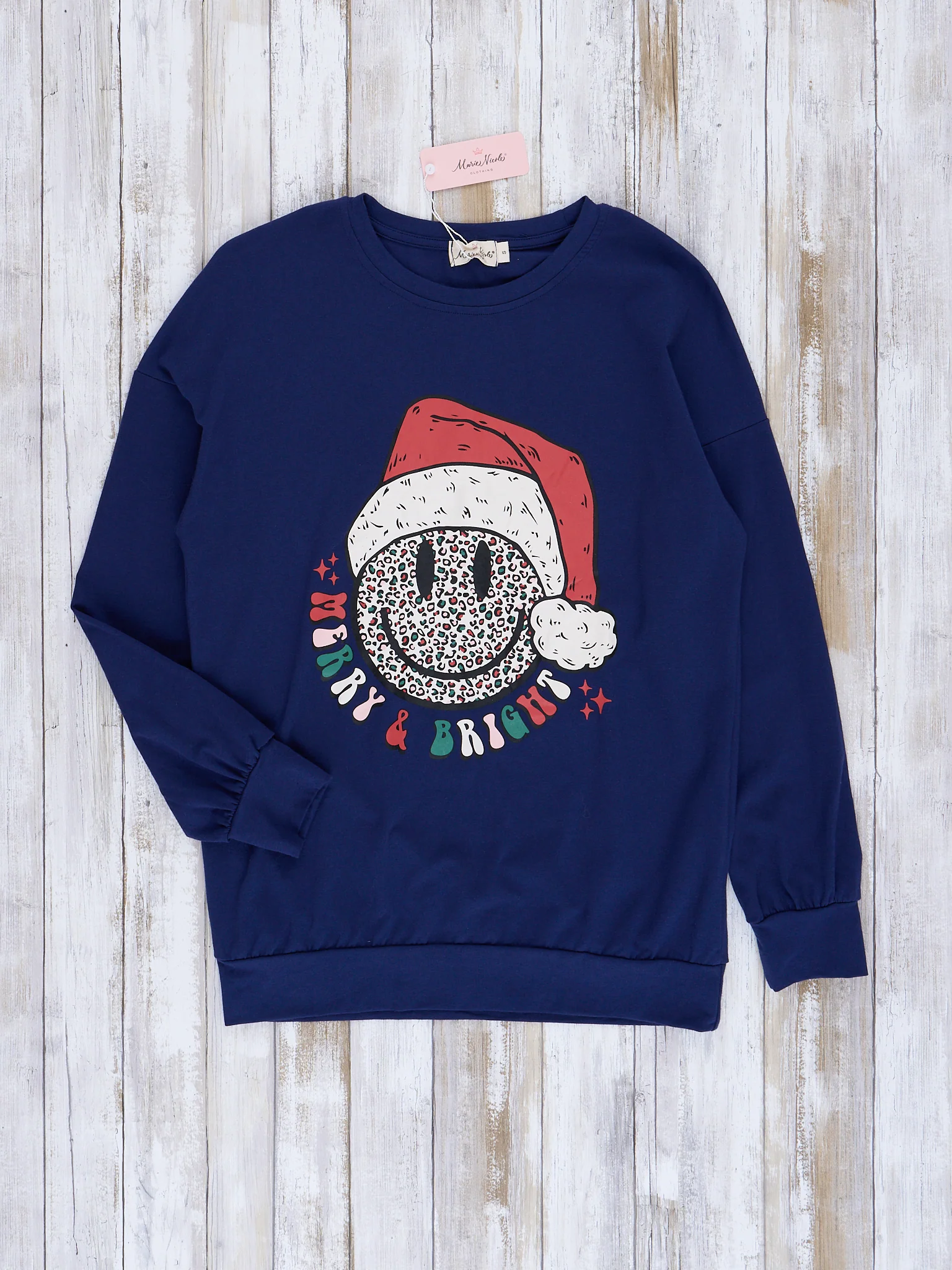 Mom & Me Blue "Merry & Bright" Crew Neck Shirt - Image 4