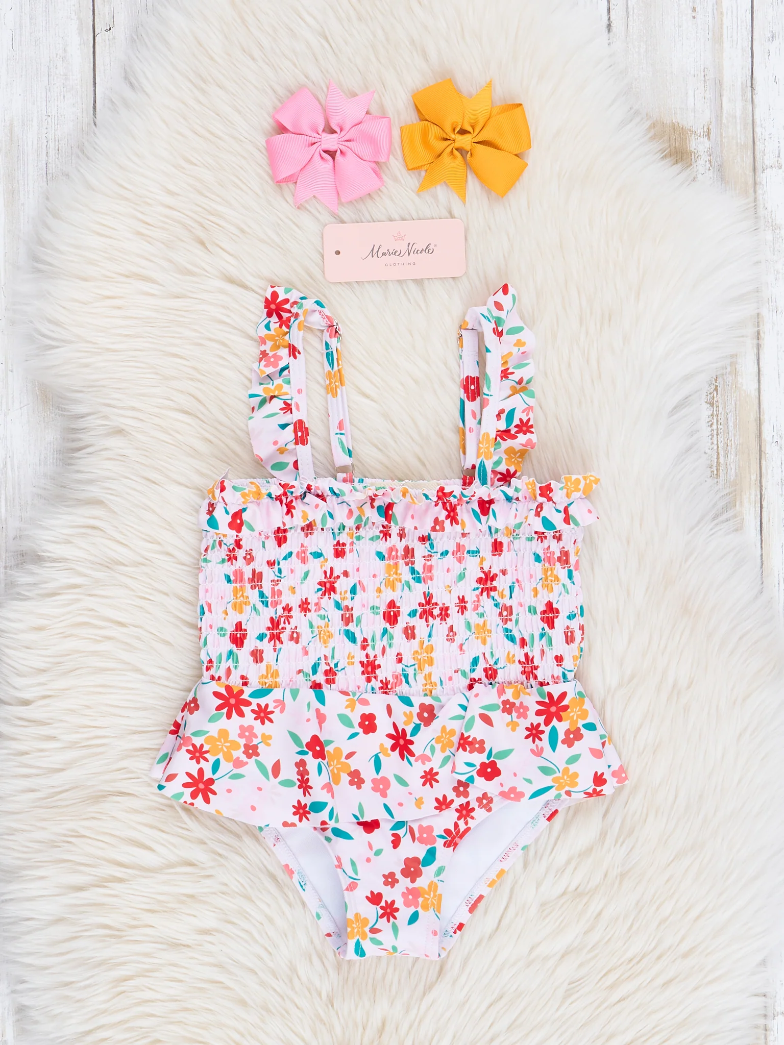 Mom & Me Blush Blooms Smocked Swimsuit - Image 2