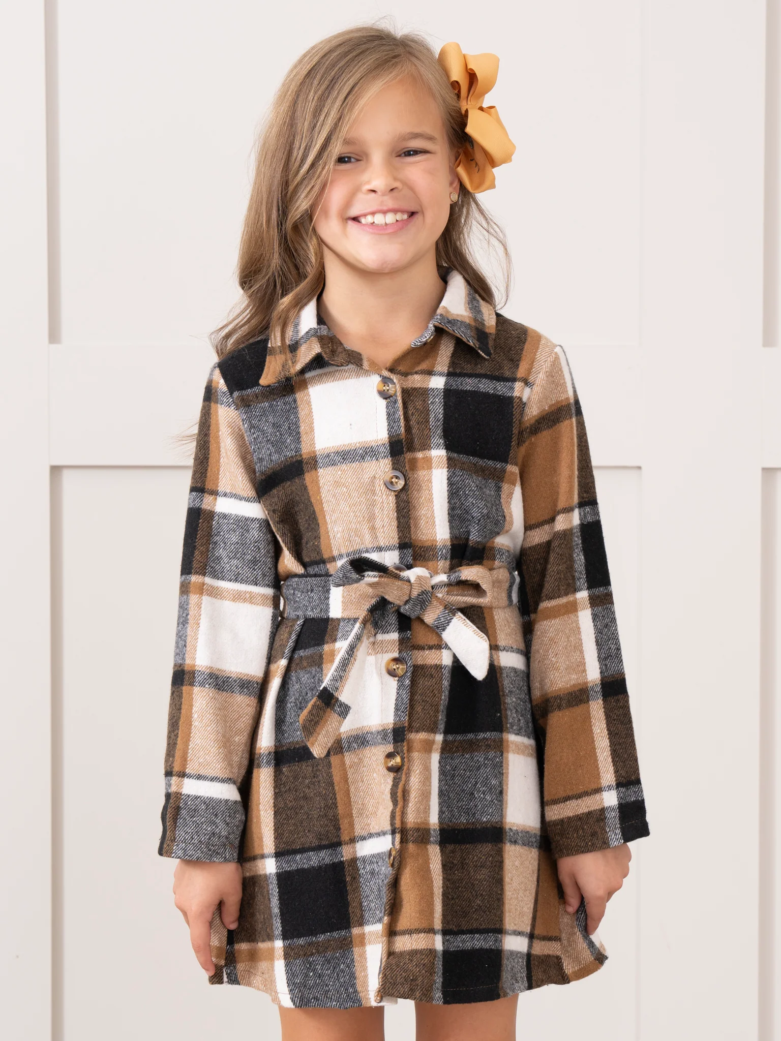 Mom & Me Brown & Black Plaid Flannel Dress - Image 2