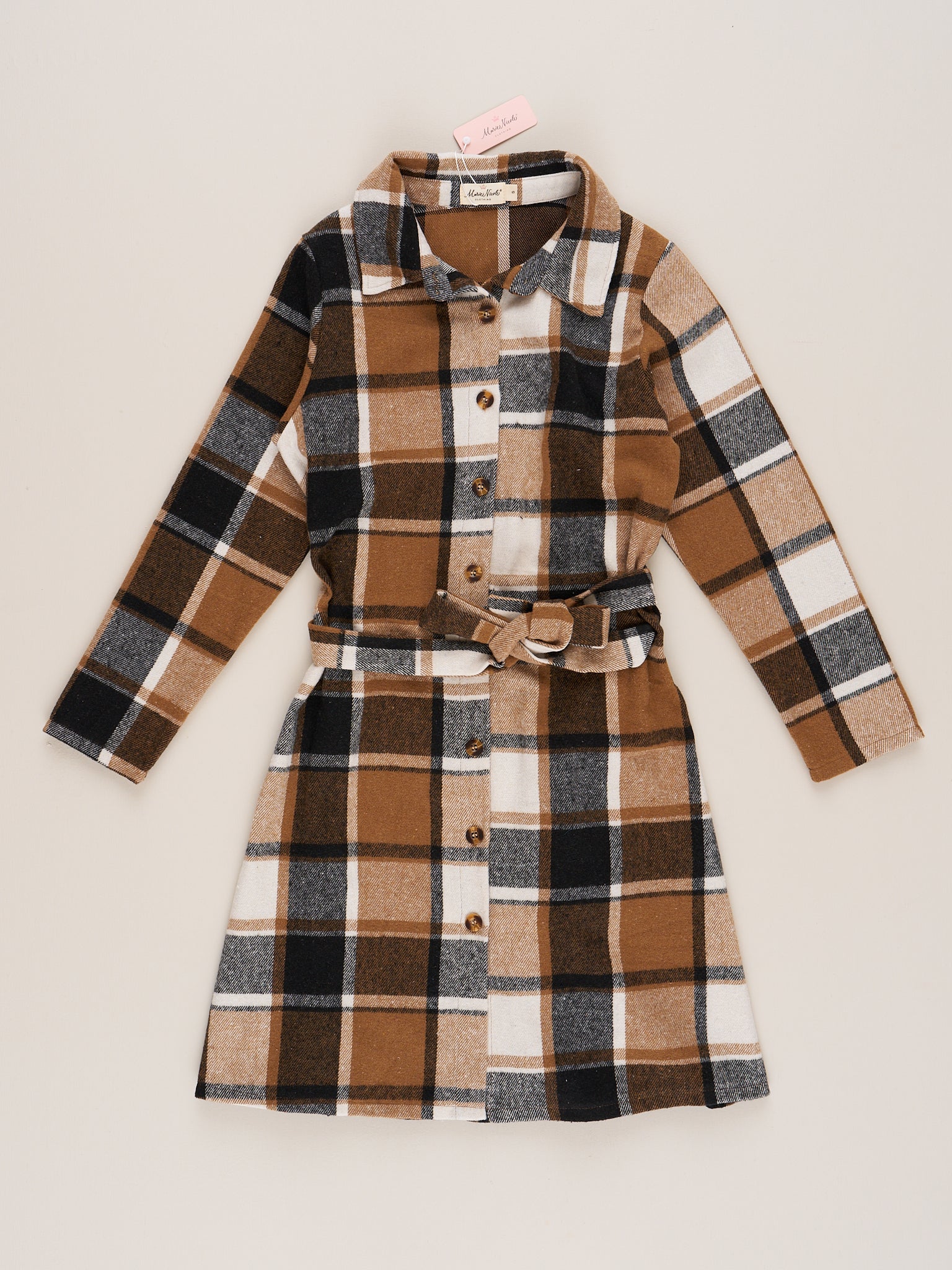 Mom & Me Brown & Black Plaid Flannel Dress - Image 5