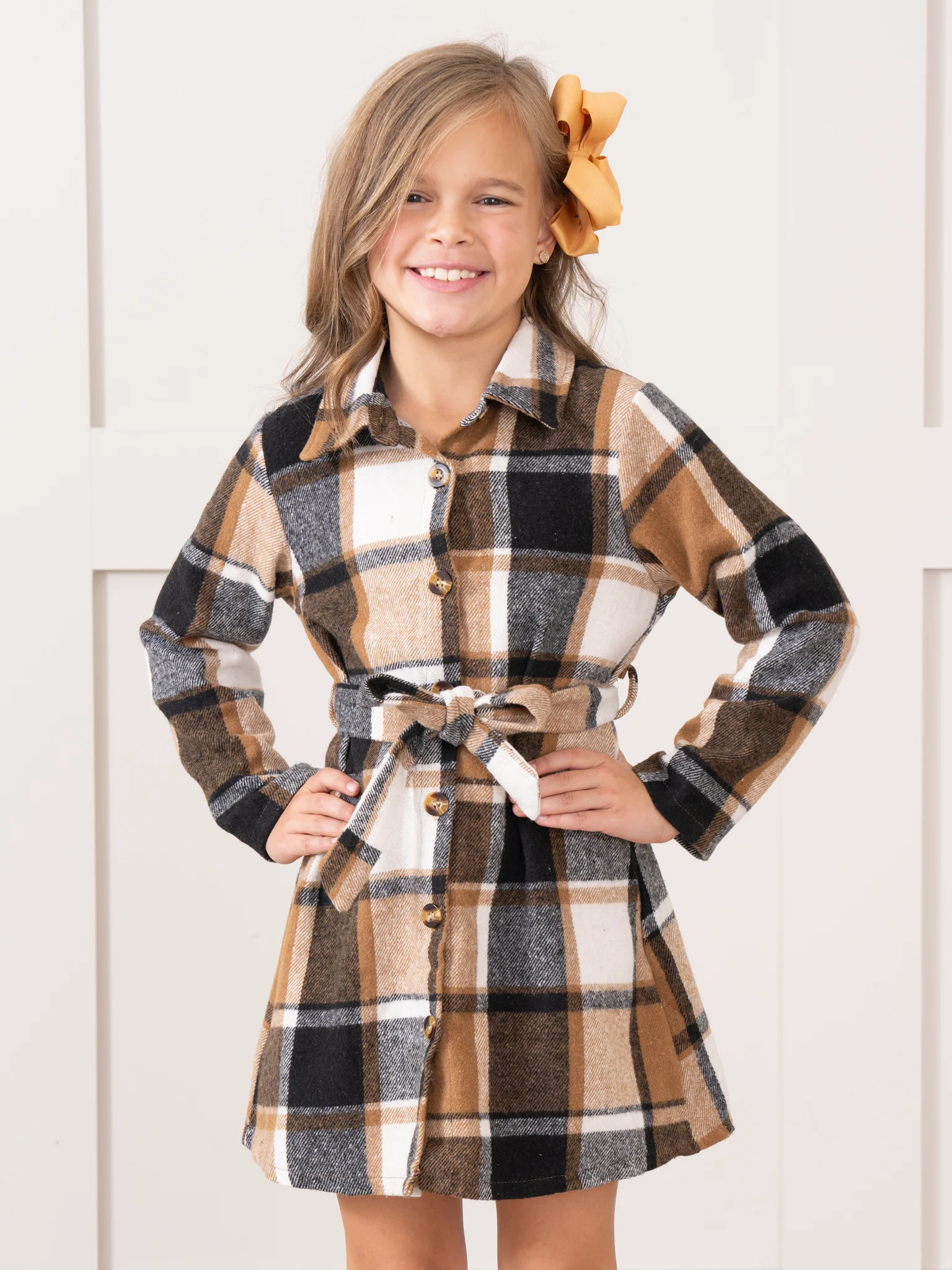 Mom & Me Brown & Black Plaid Flannel Dress - Image 6
