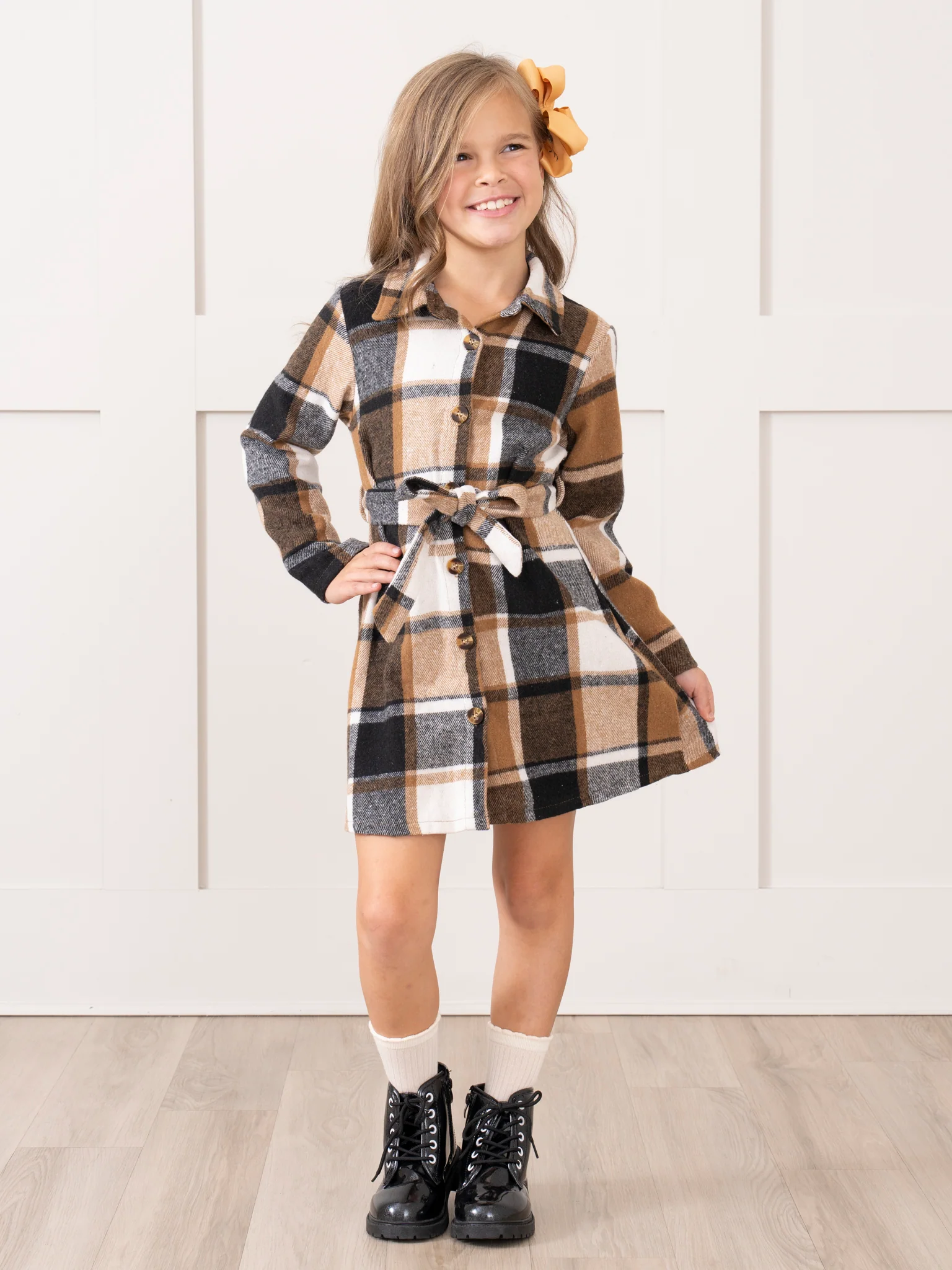 Mom & Me Brown & Black Plaid Flannel Dress - Image 7