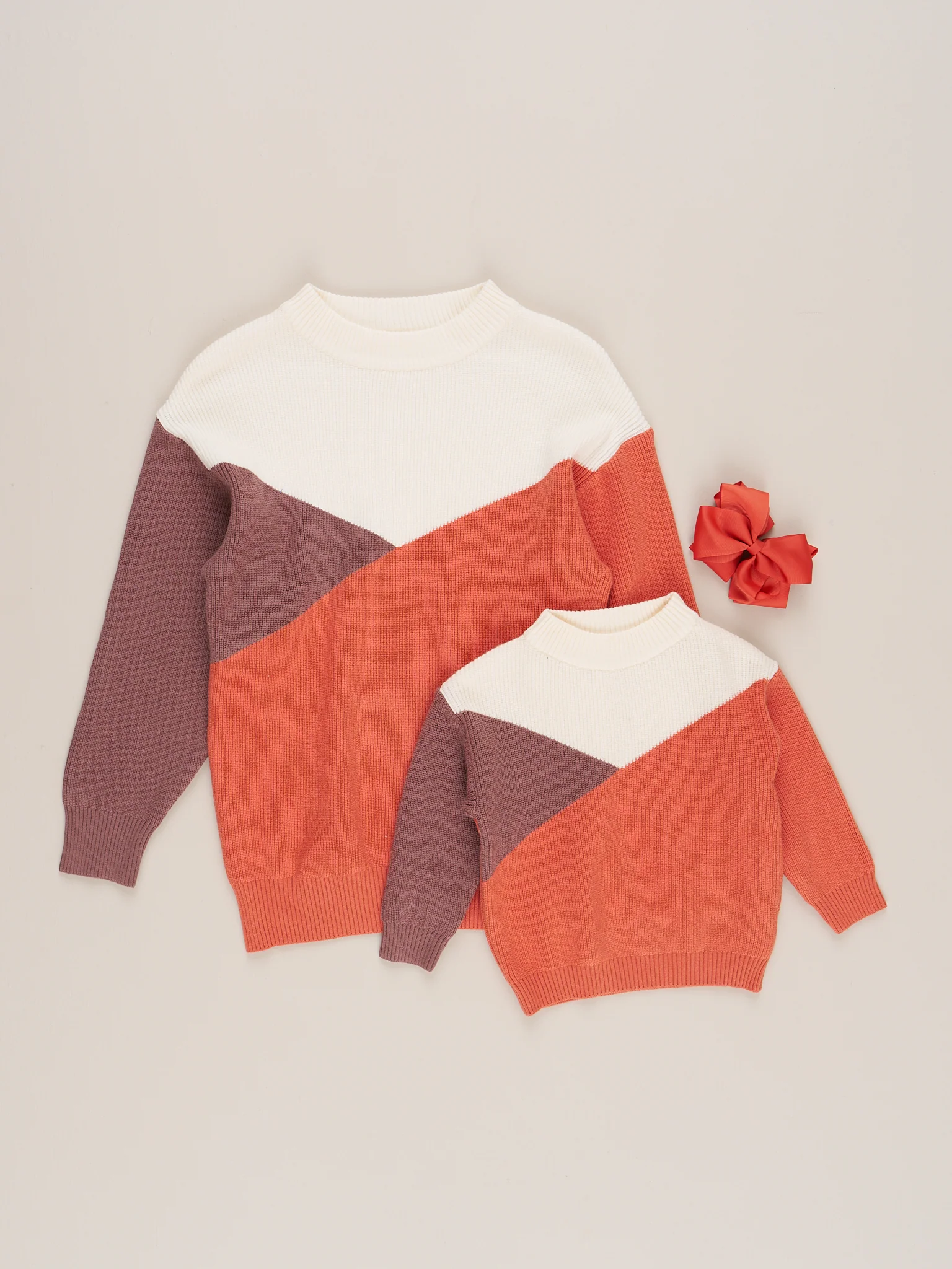 Mom & Me Cinnamon Geometric Mock Neck Sweater