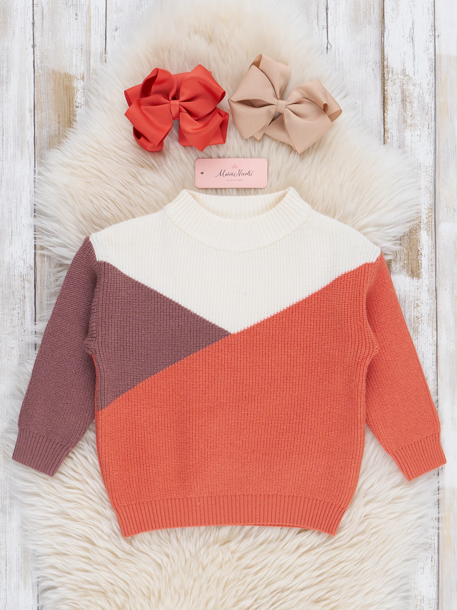 Mom & Me Cinnamon Geometric Mock Neck Sweater - Image 3