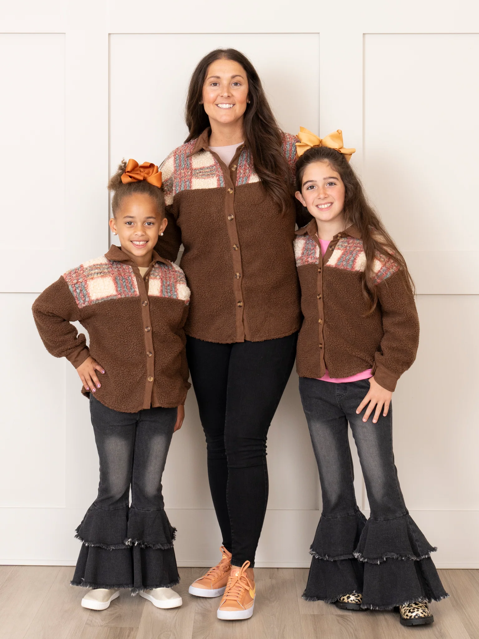 Mom & Me Brown & Plaid Teddy Shacket - Image 3