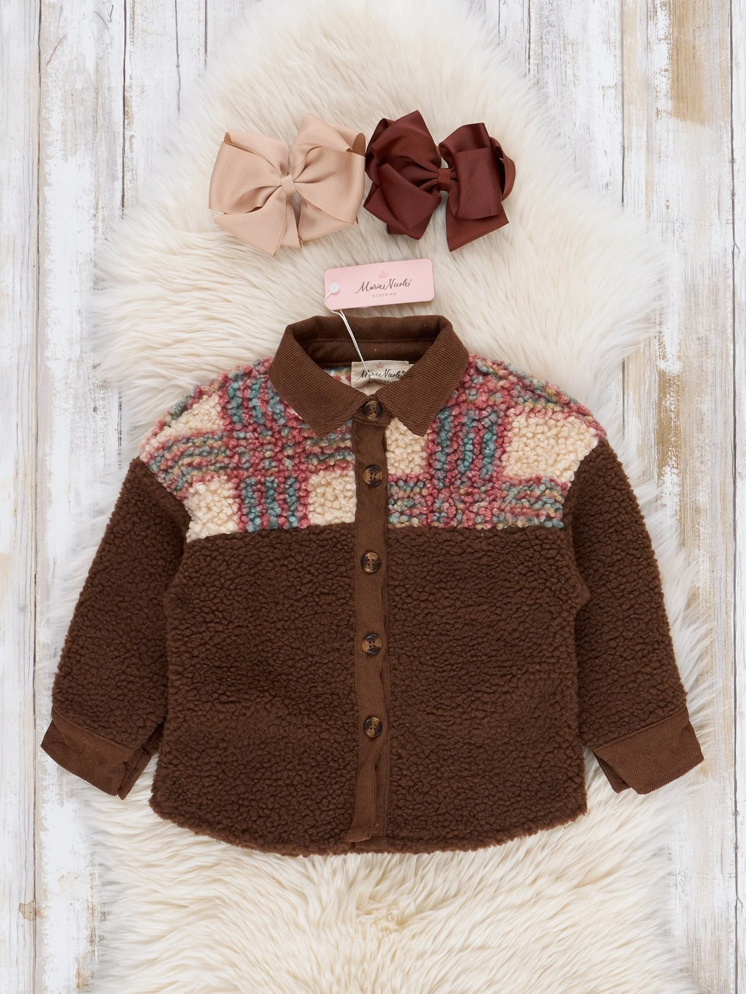 Mom & Me Brown & Plaid Teddy Shacket - Image 4