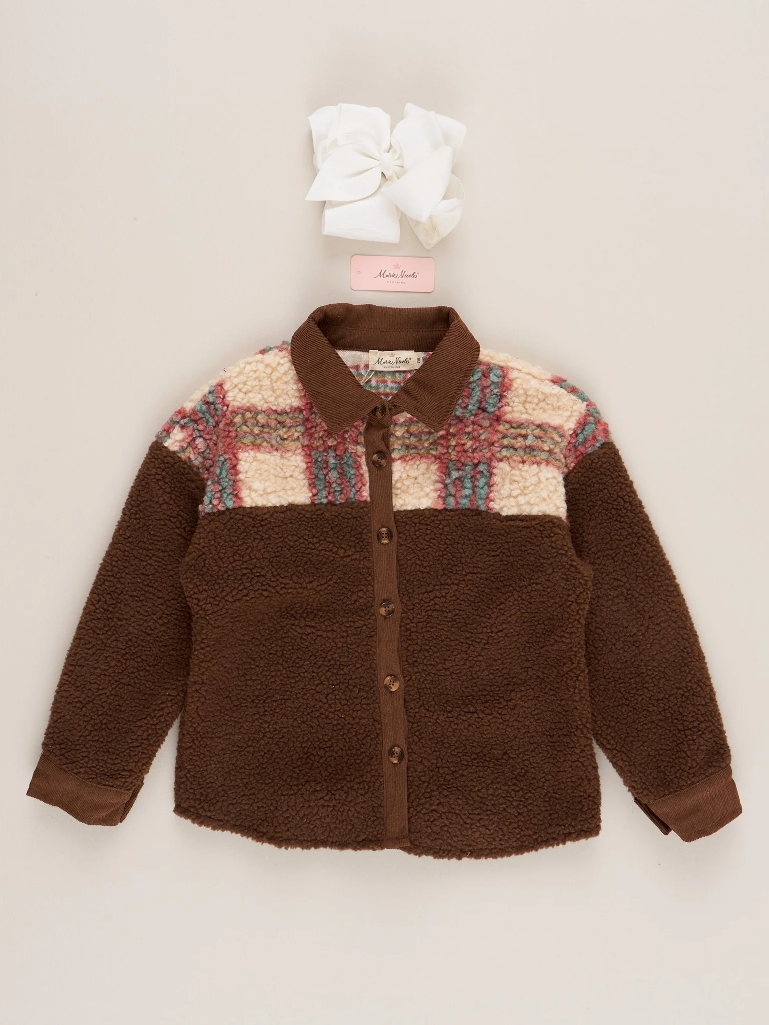 Mom & Me Brown & Plaid Teddy Shacket - Image 5