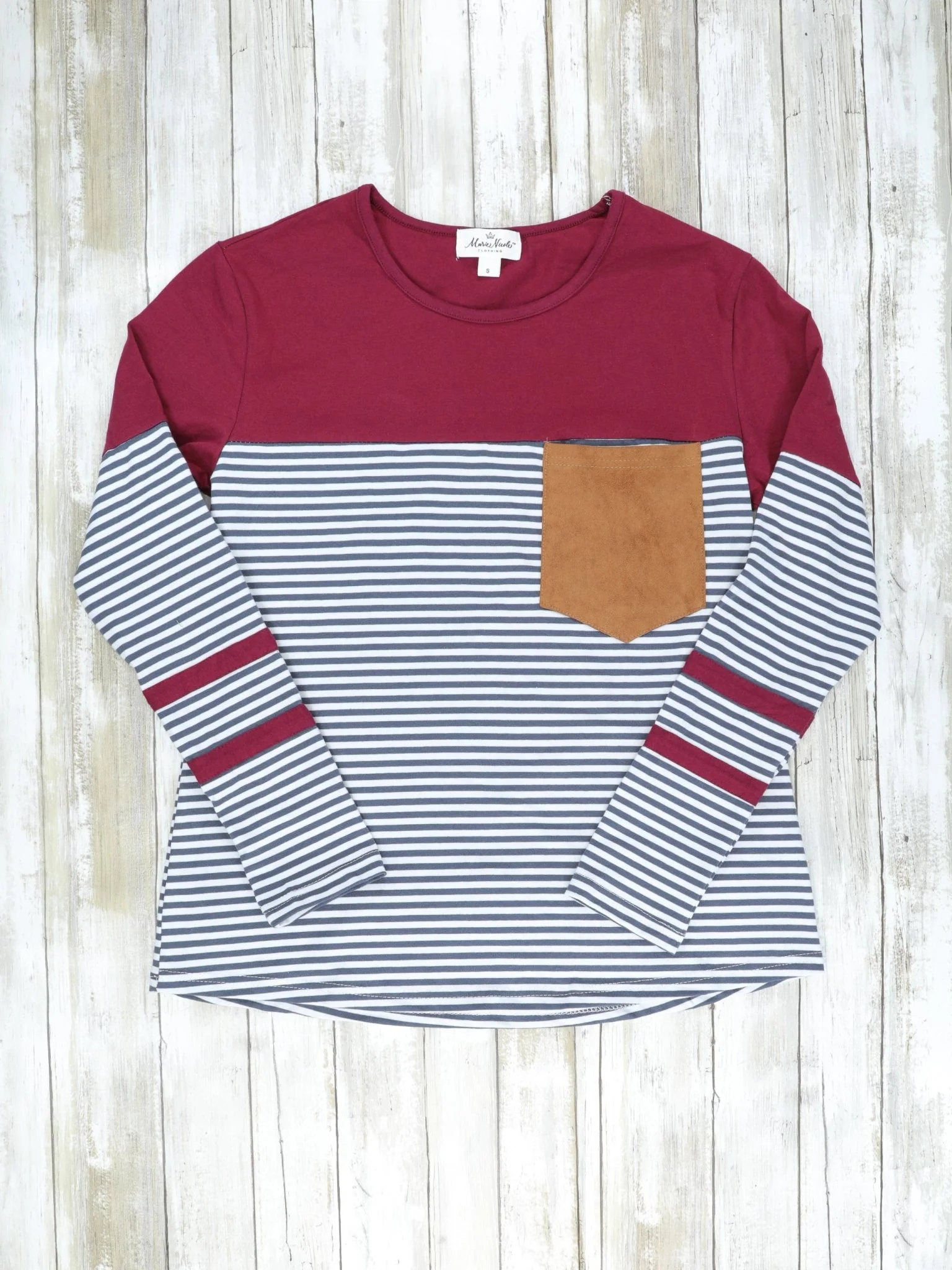 Mom & Me Burgundy Striped Pocket Shirt - Image 6