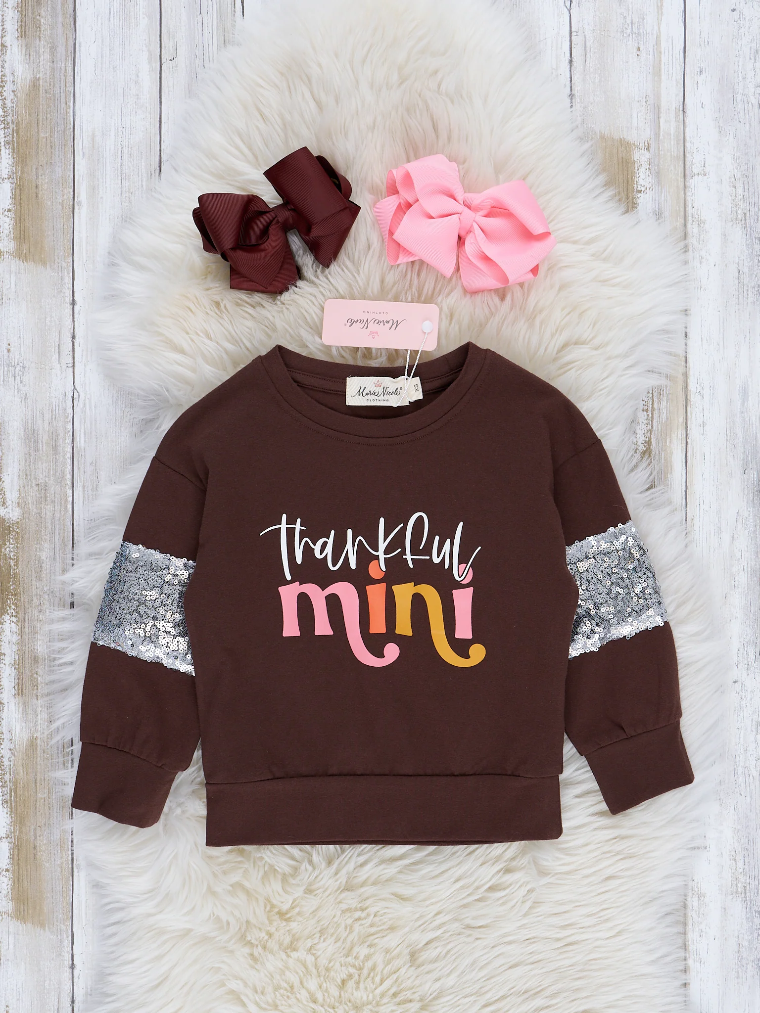 Mom & Me Chocolate "Thankful" Crew Neck - Image 2