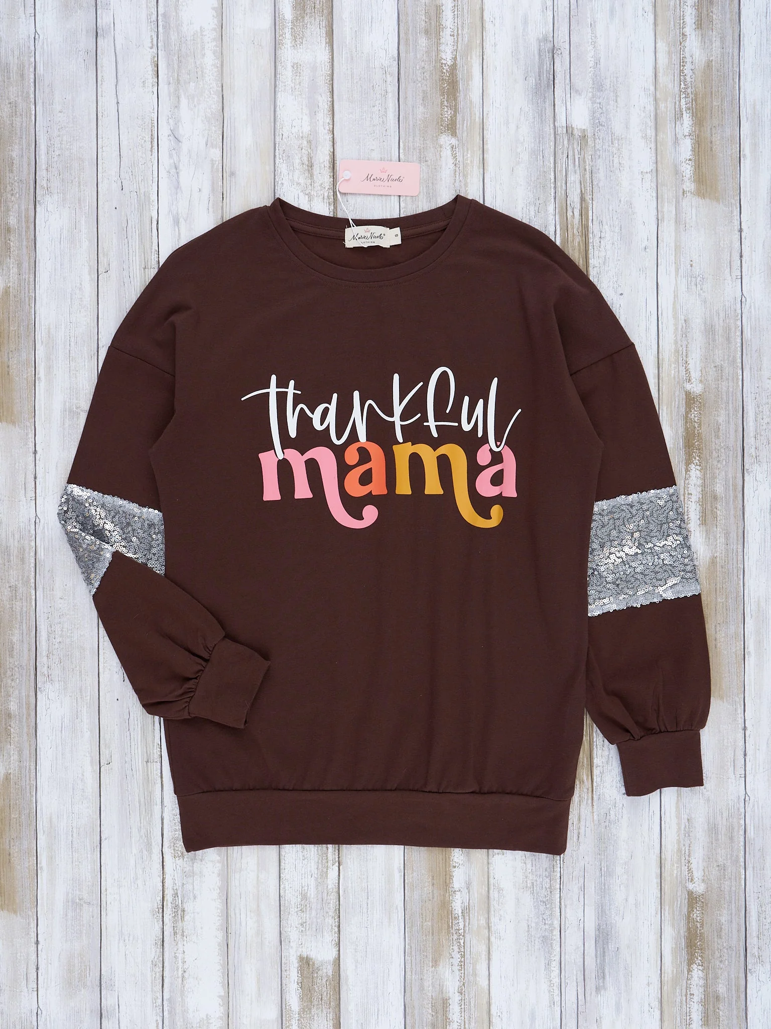 Mom & Me Chocolate "Thankful" Crew Neck - Image 3