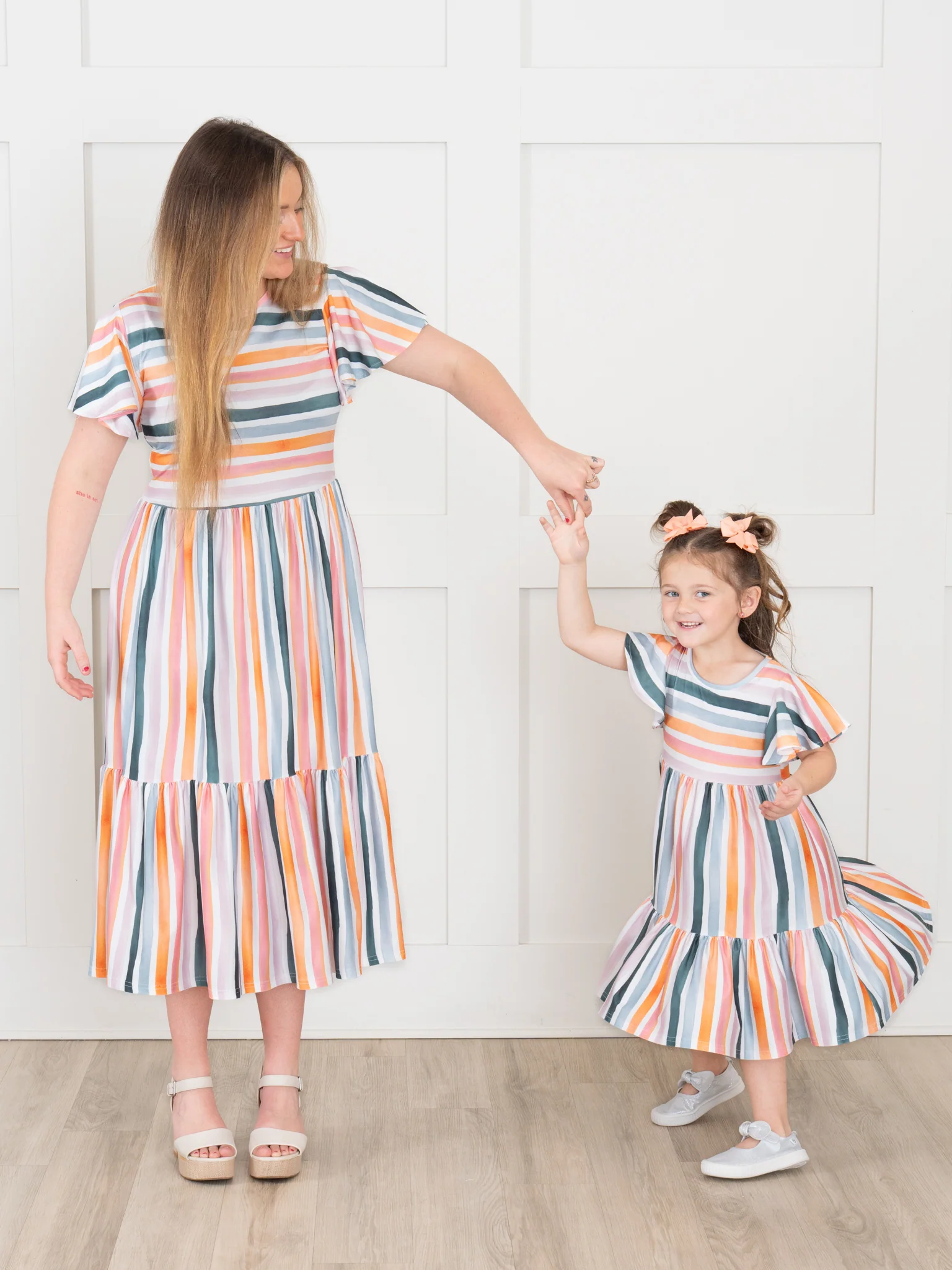 Mom & Me Coastal Tide Tiered Stripe Ruffle Dress - Image 2