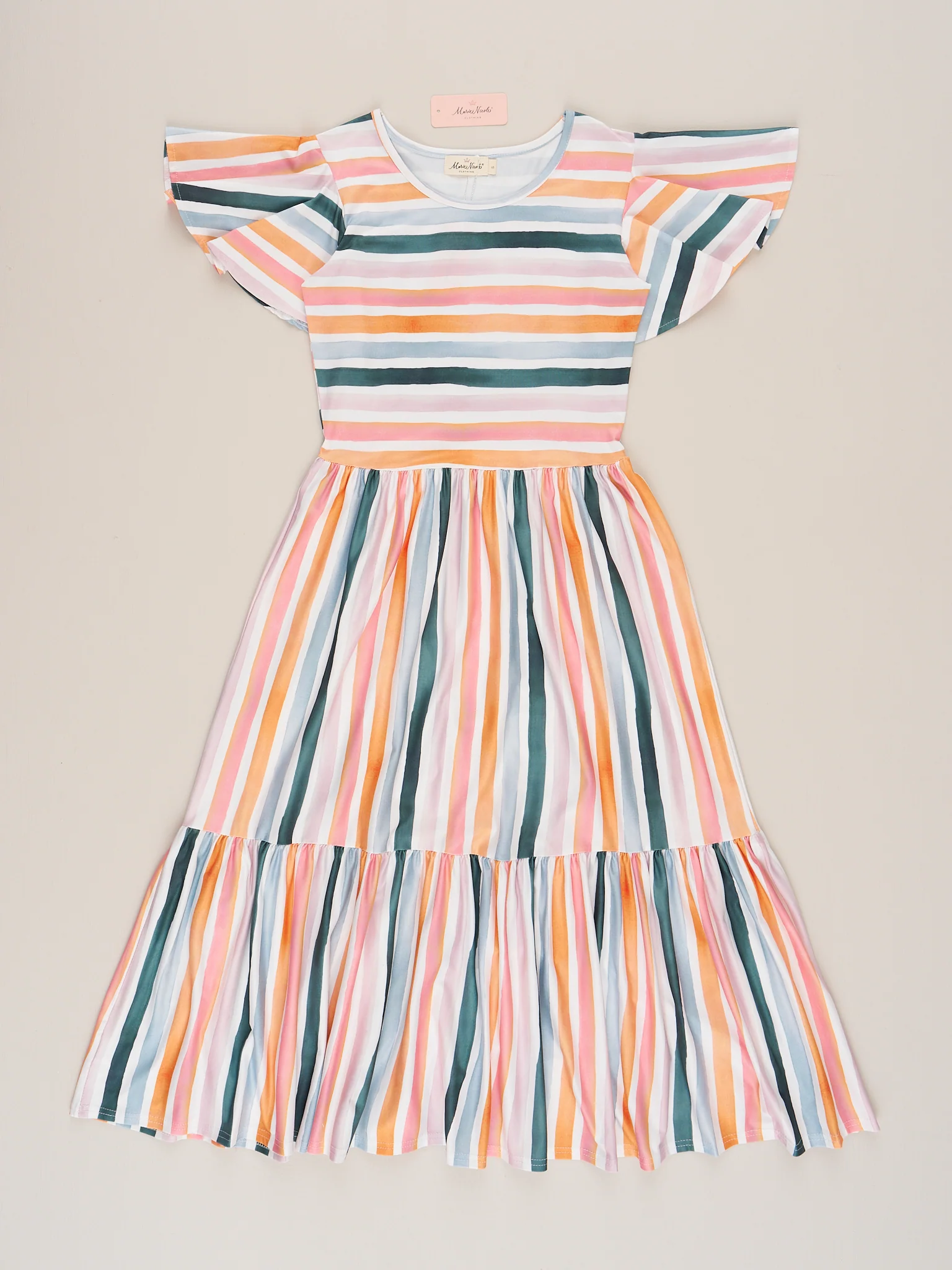 Mom & Me Coastal Tide Tiered Stripe Ruffle Dress - Image 3