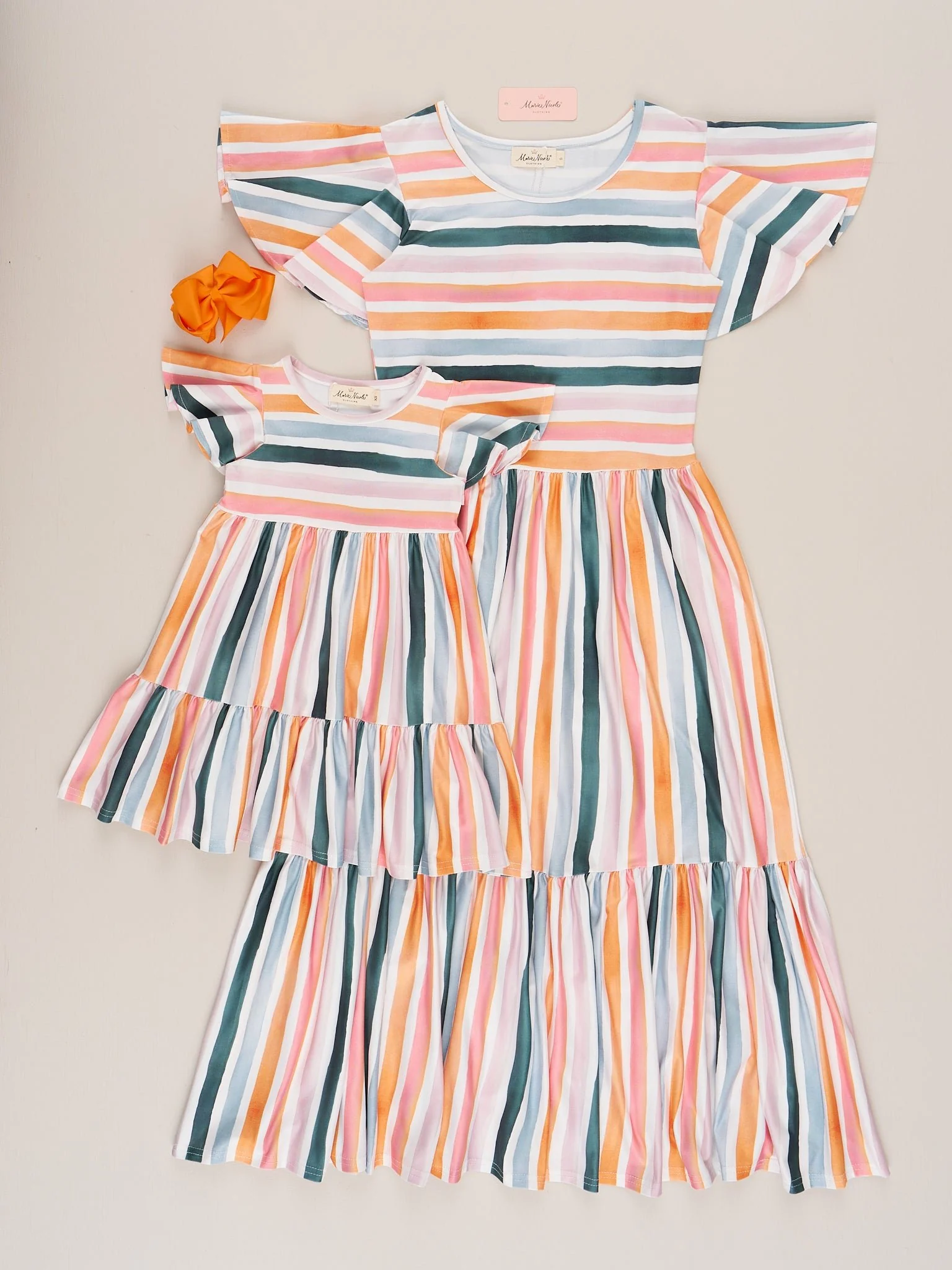 Mom & Me Coastal Tide Tiered Stripe Ruffle Dress - Image 4