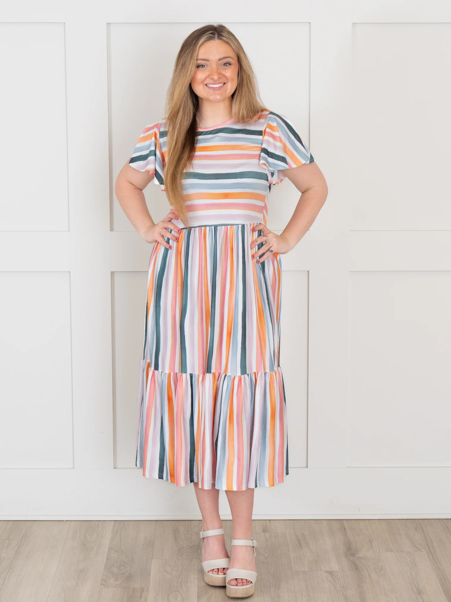 Mom & Me Coastal Tide Tiered Stripe Ruffle Dress - Image 7