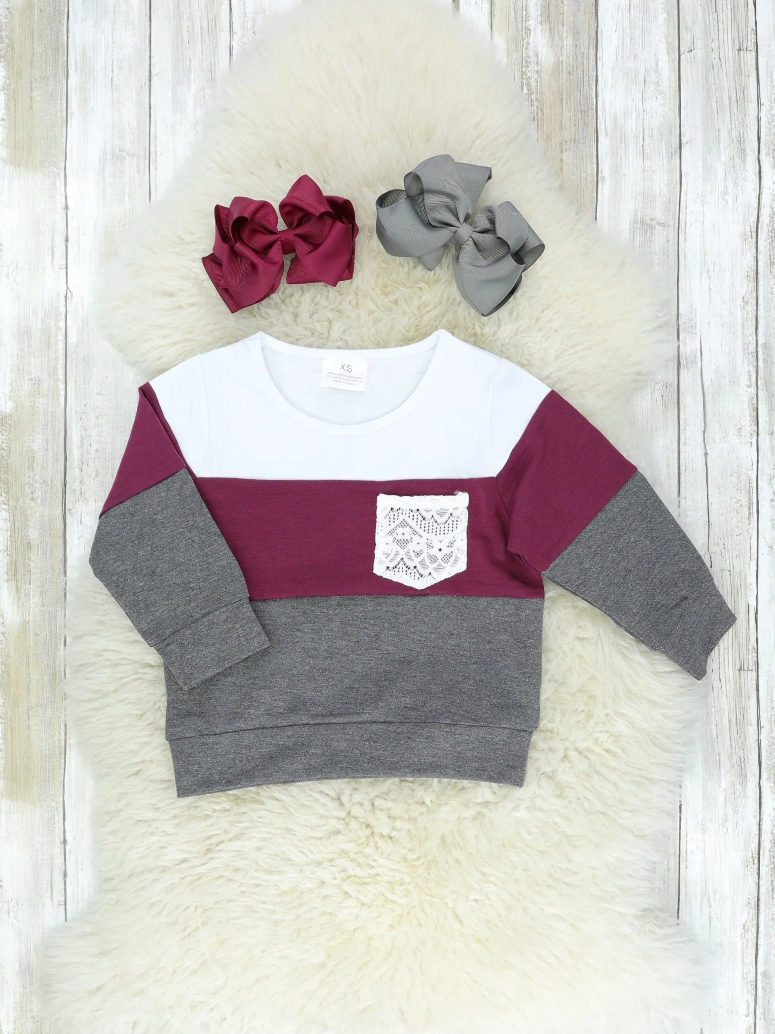 Mom & Me Color Block Lace Pocket Crewneck Sweatshirt - Image 2