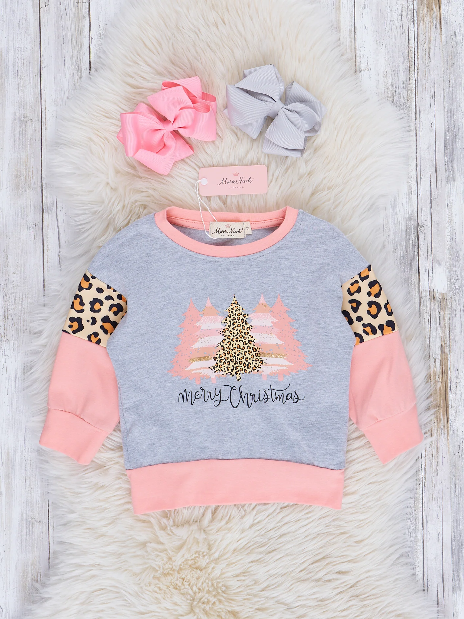 Mom & Me Coral & Leopard Christmas Crew Neck - Image 2