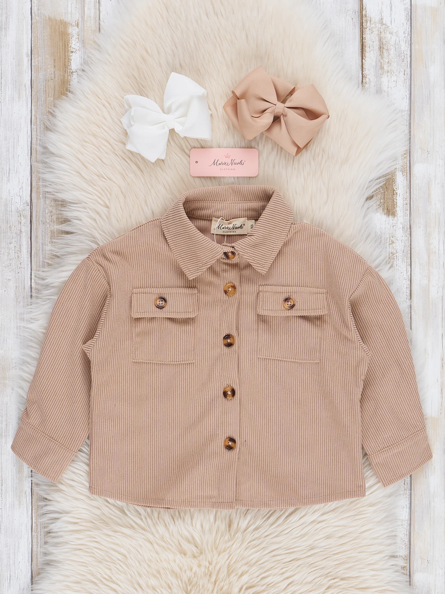 Mom & Me Corduroy Shacket - Chai - Image 2