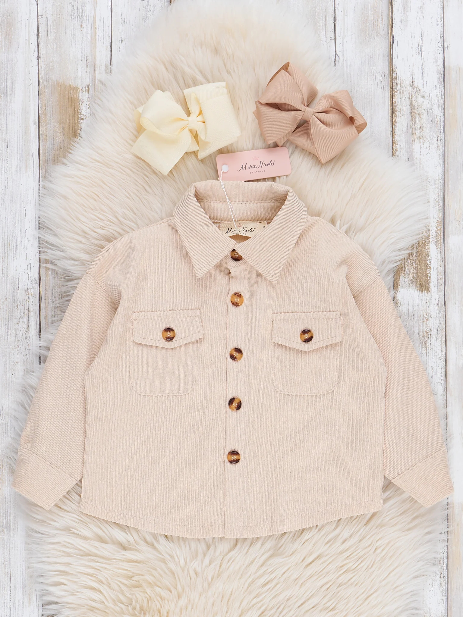 Mom & Me Corduroy Shacket - Cream - Image 3