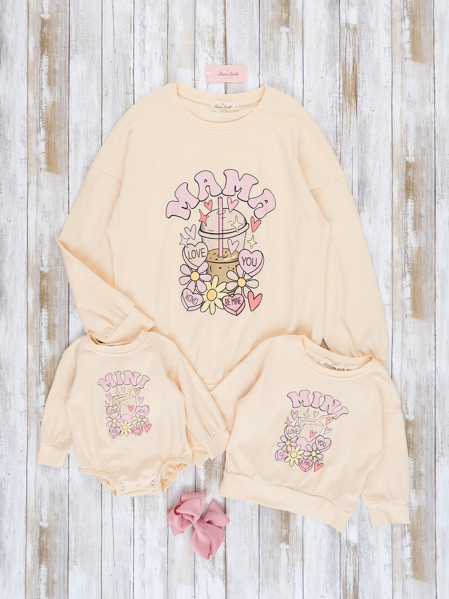 Mom & Me Cream Mama/Mini Valentine Garden Crew Neck