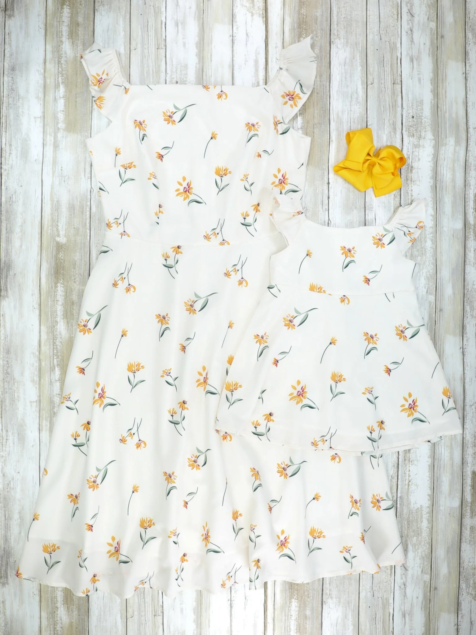 Mom & Me Dainty Floral Fluttersleeve Dress