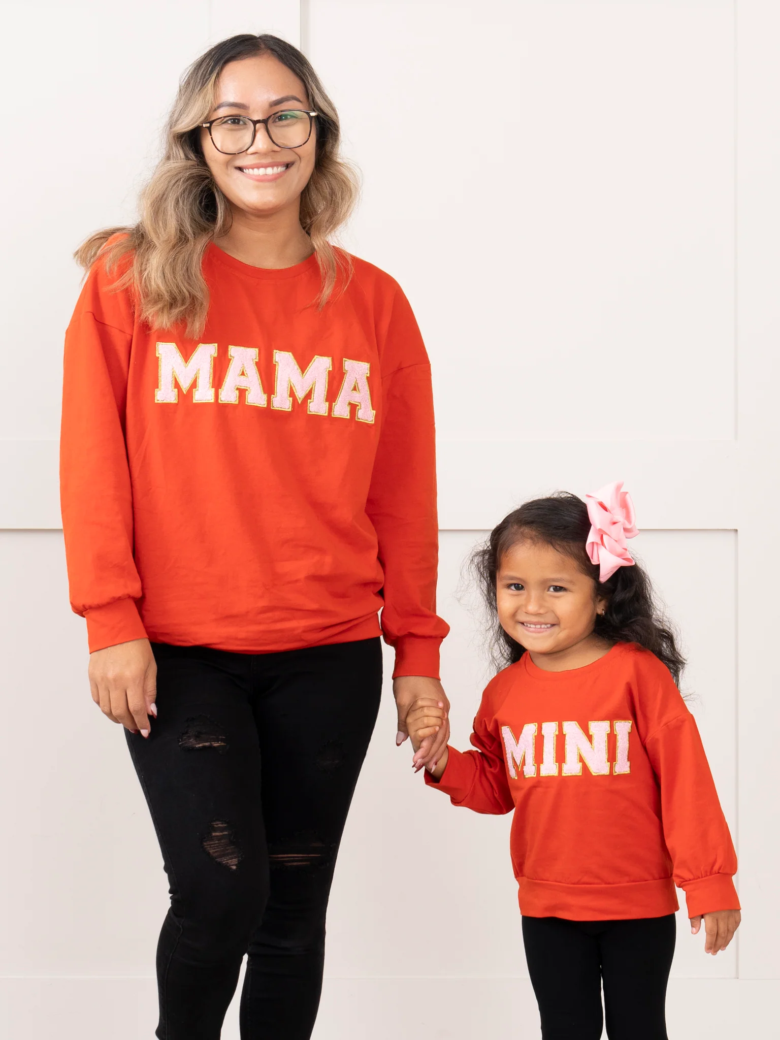 Mom & Me Dark Orange "Mama/Mini" Crew Neck