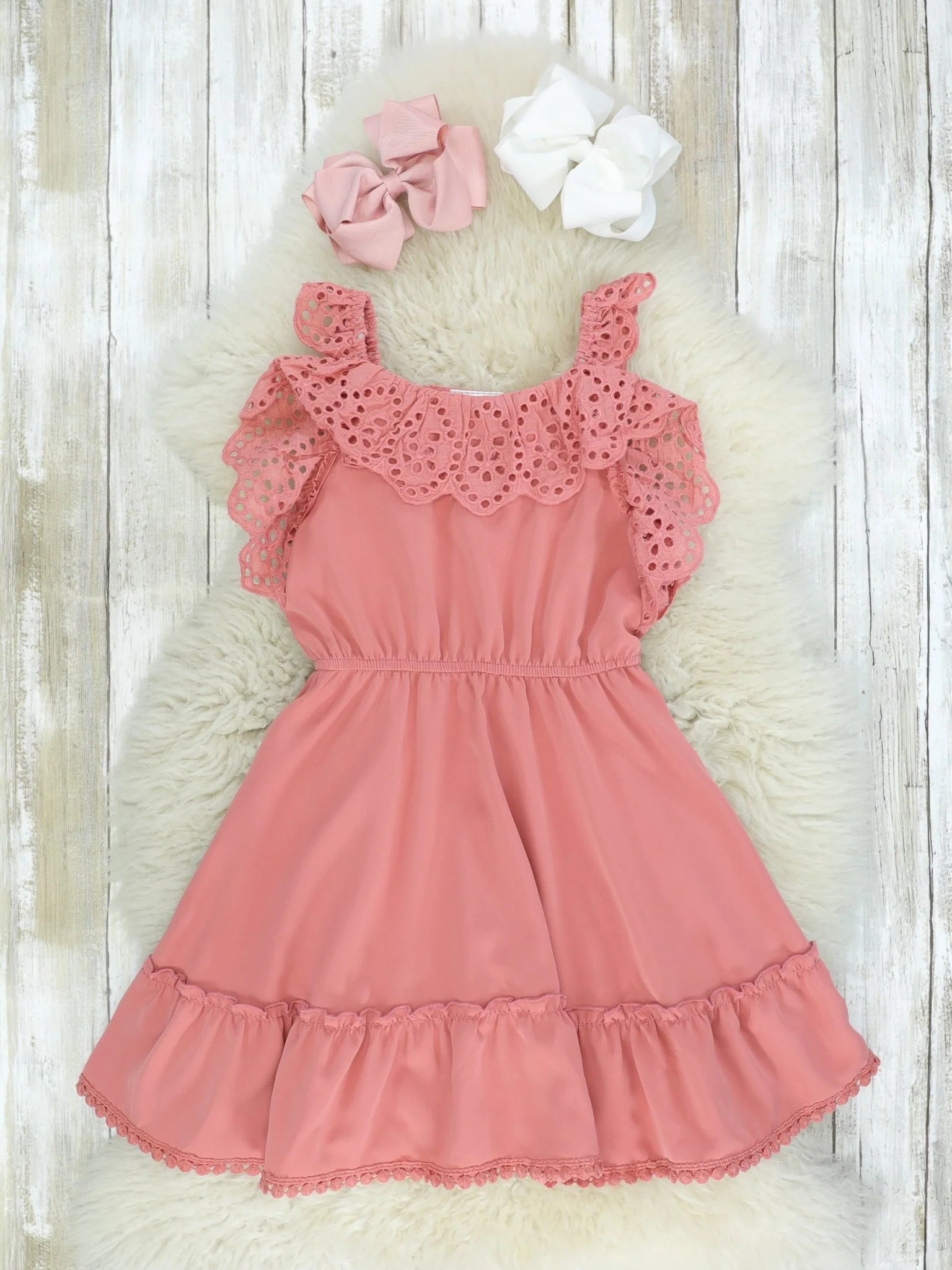 Mom & Me Dusty Rose Ruffle Midi Tank Dress