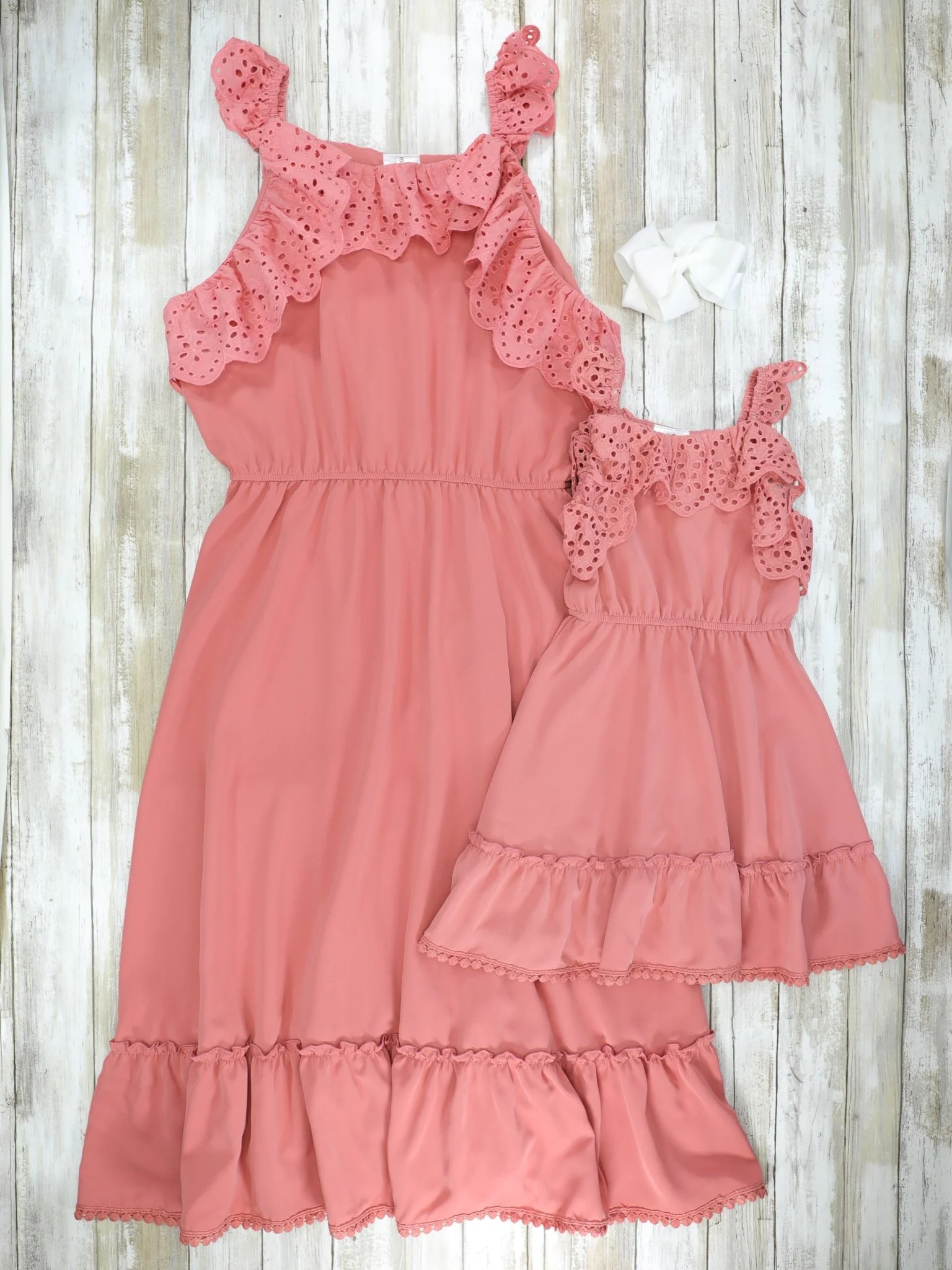 Mom & Me Dusty Rose Ruffle Midi Tank Dress - Image 3