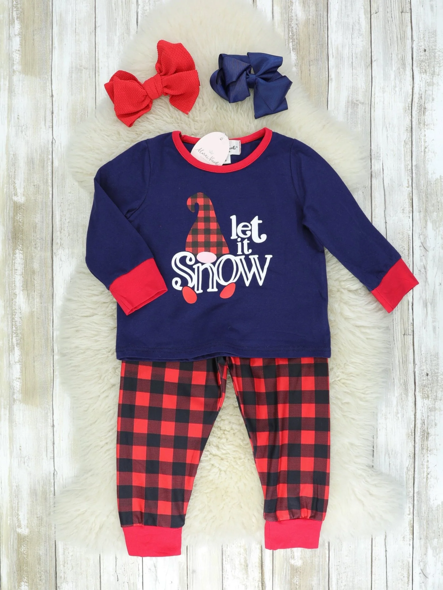 Family Snow Navy Plaid Pajamas - Image 2