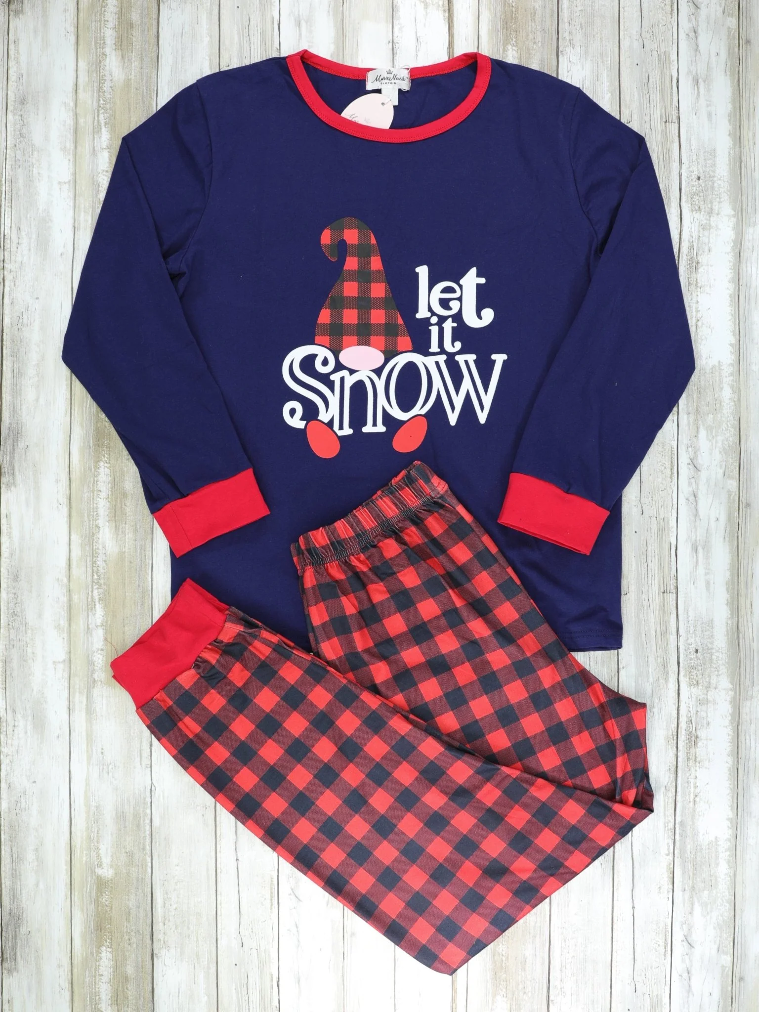 Family Snow Navy Plaid Pajamas - Image 3