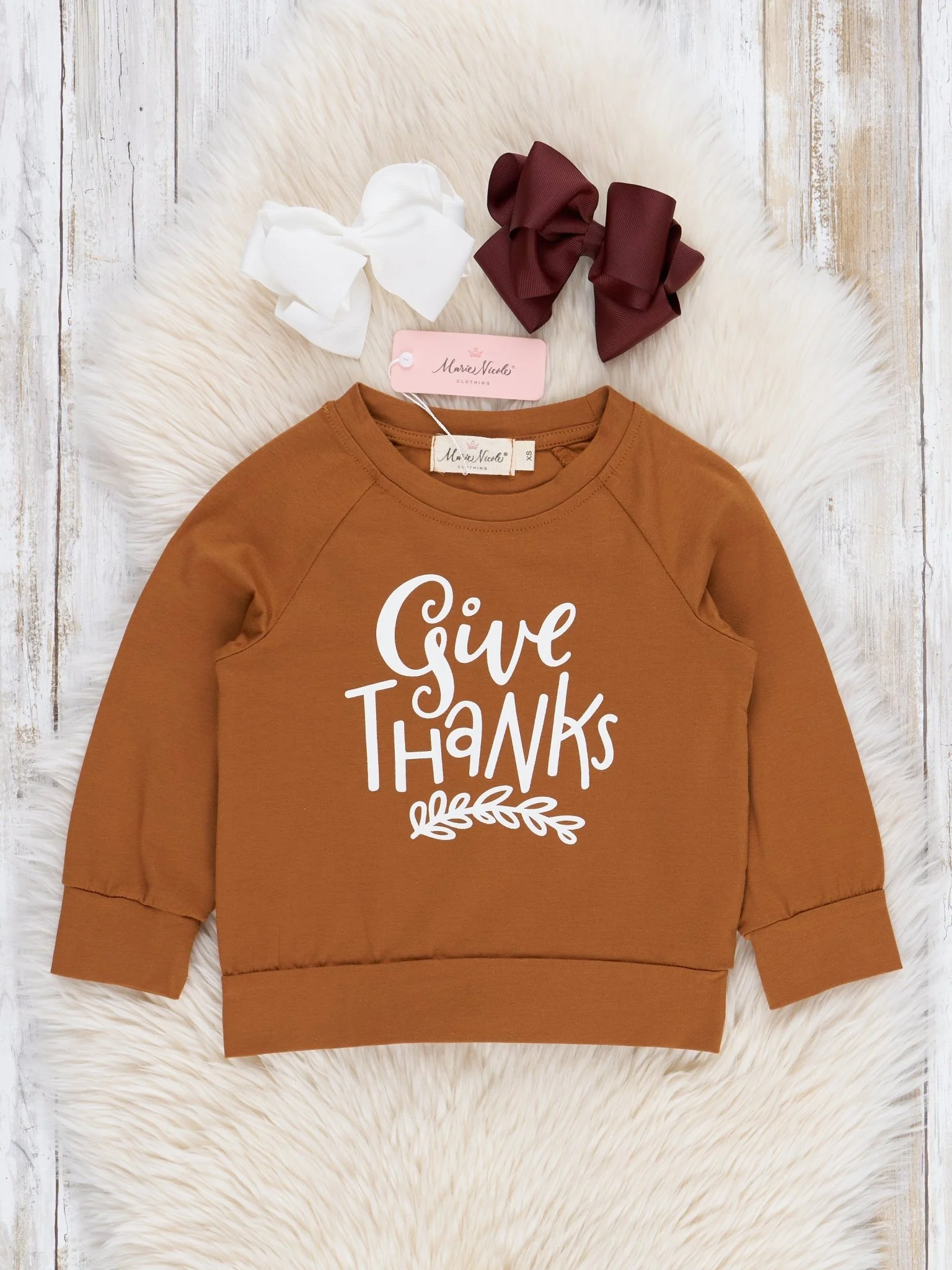 Mom & Me Brown "Give Thanks" Shirt - Image 2