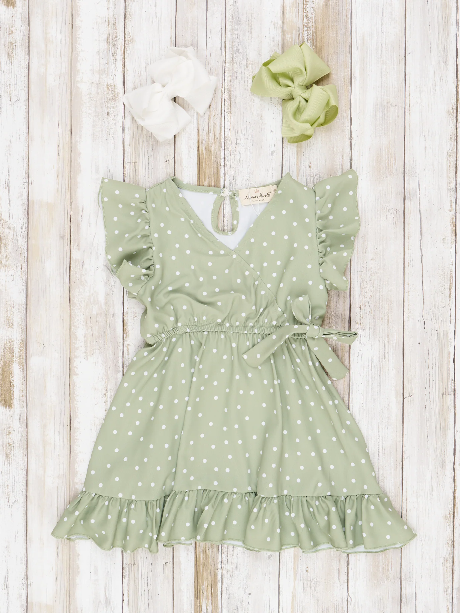 Mom & Me Green Polka Dot Dress - Image 3