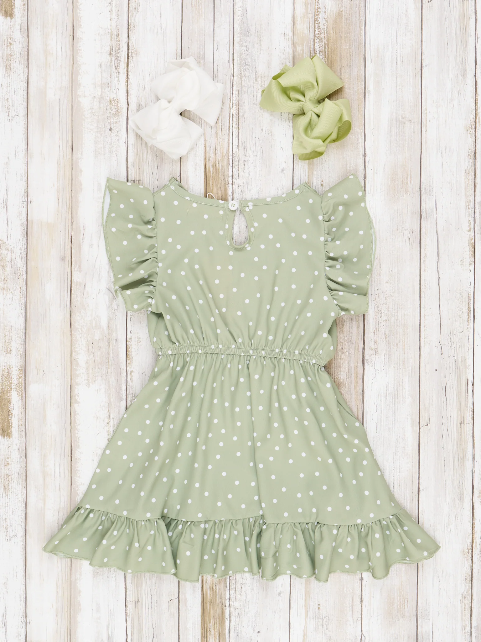 Mom & Me Green Polka Dot Dress - Image 4