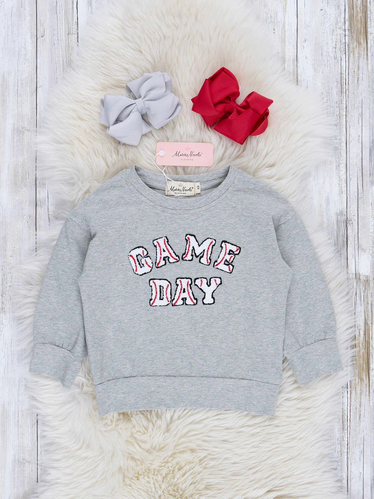 Mom & Me Grey Baseball "Game Day" Crew Neck - Image 4
