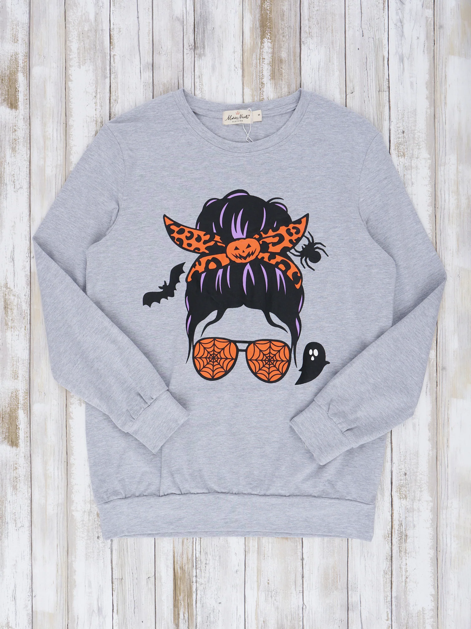 Mom & Me Grey Spooky Buns Crewneck Shirt - Image 3