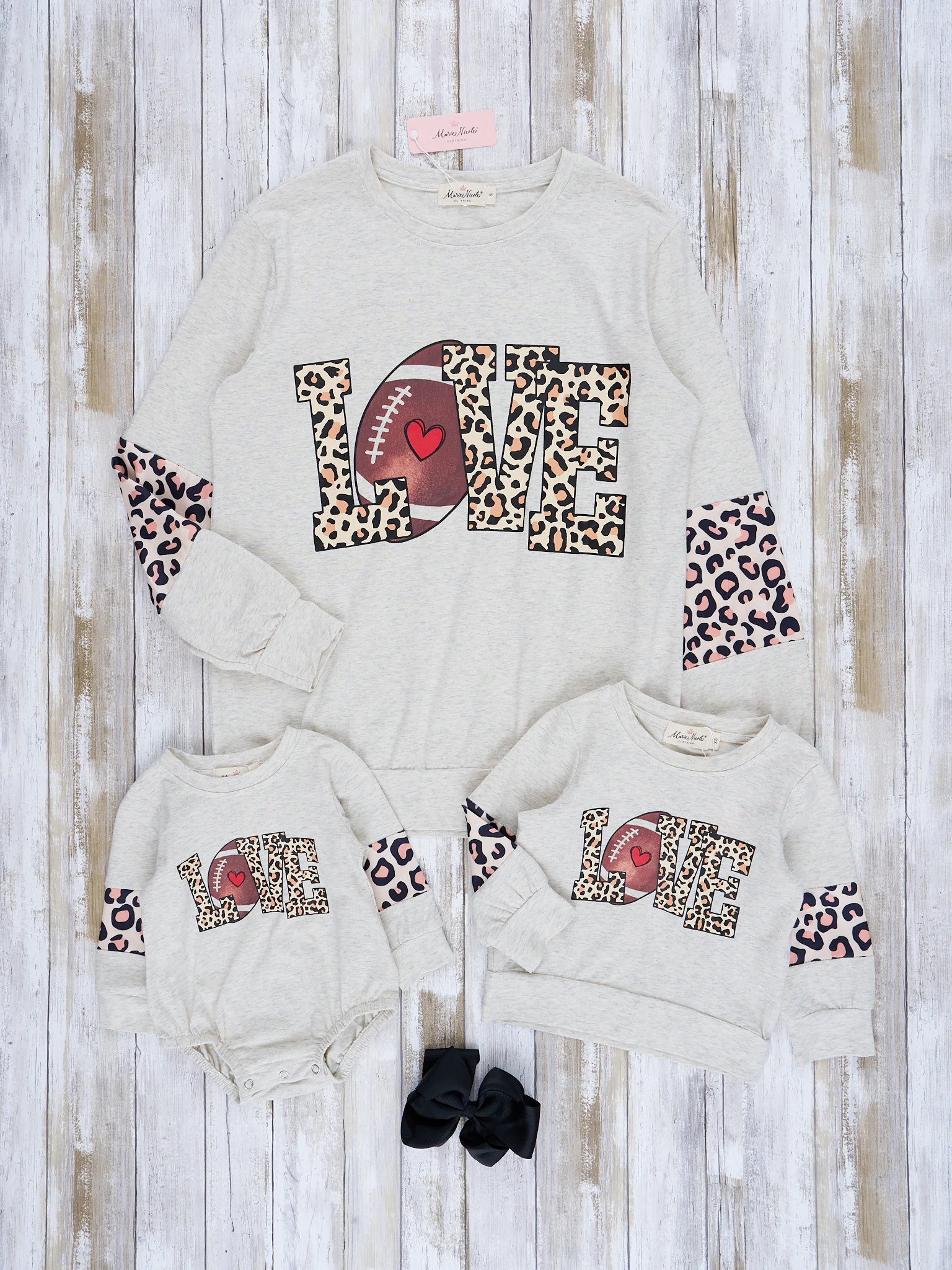 Mom & Me Heather Grey Football Love Crew Neck
