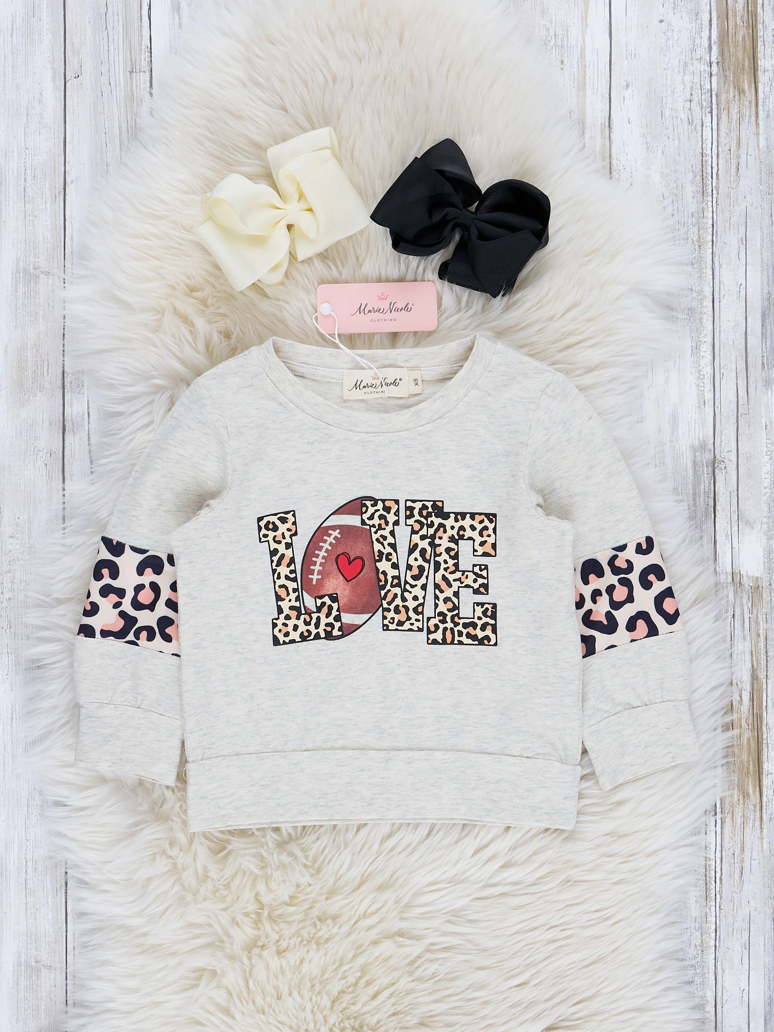 Mom & Me Heather Grey Football Love Crew Neck - Image 3