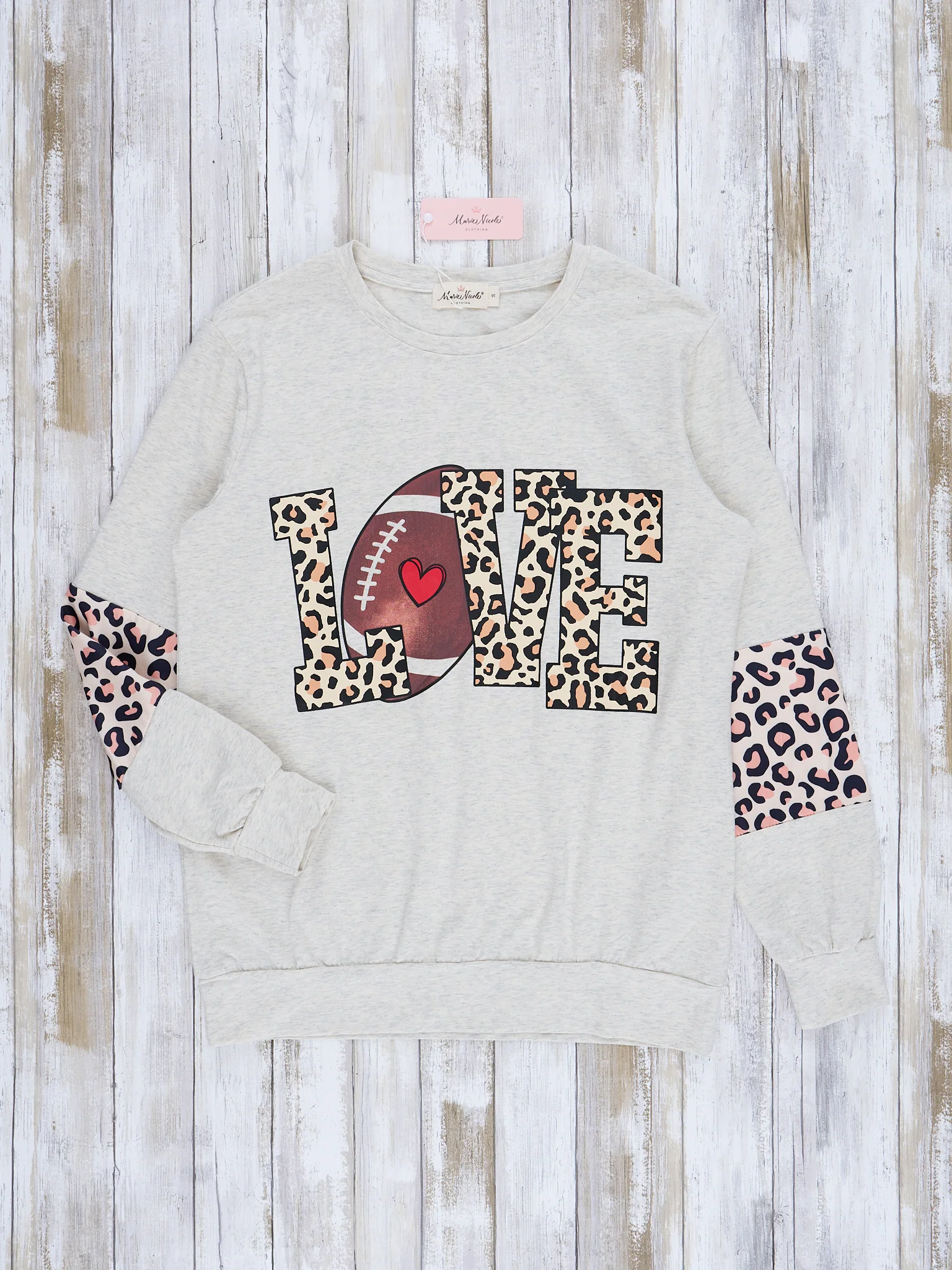 Mom & Me Heather Grey Football Love Crew Neck - Image 4