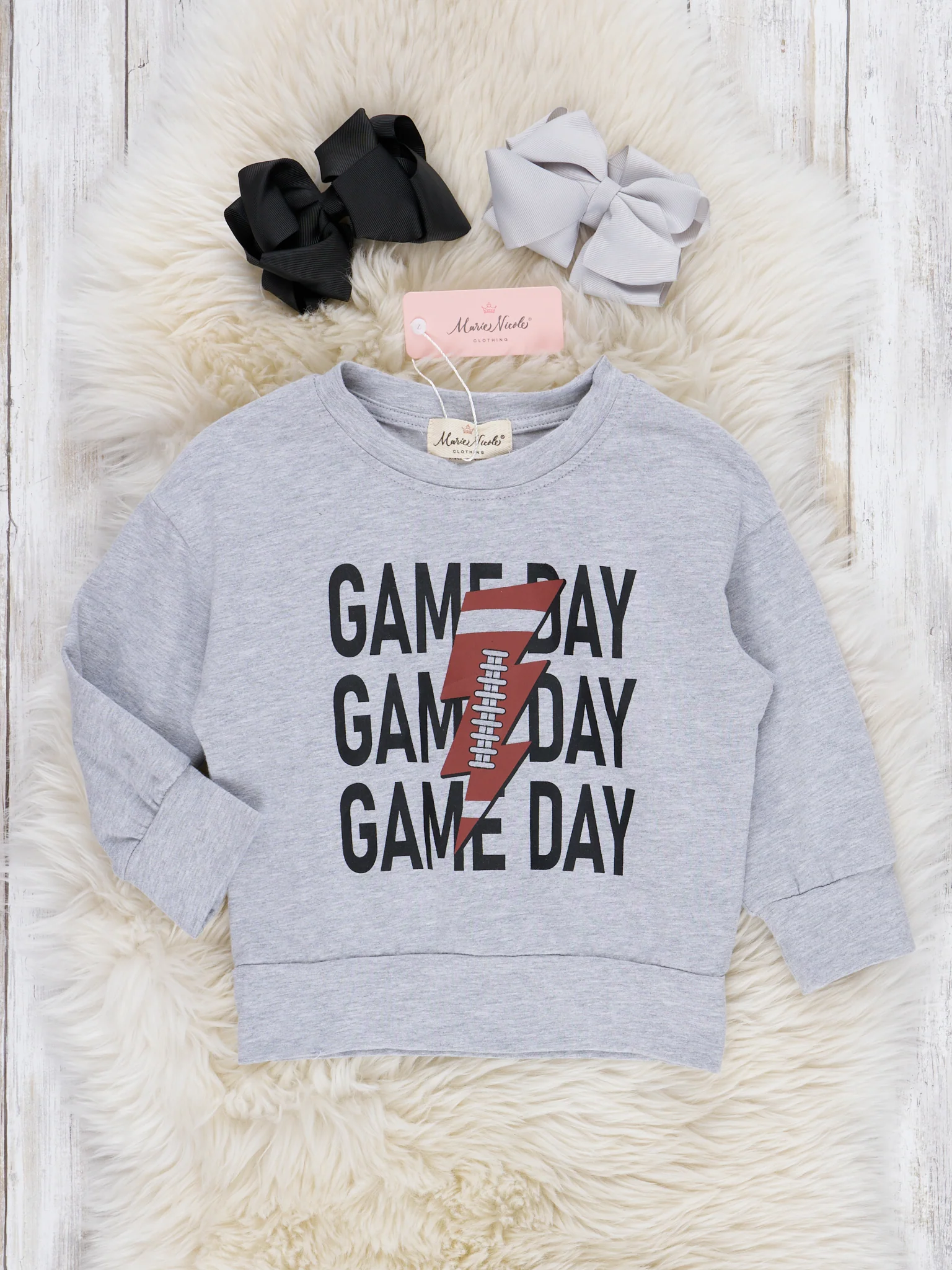 Mom & Me Heather Grey "Game Day" Football Crew Neck & Romper - Image 4