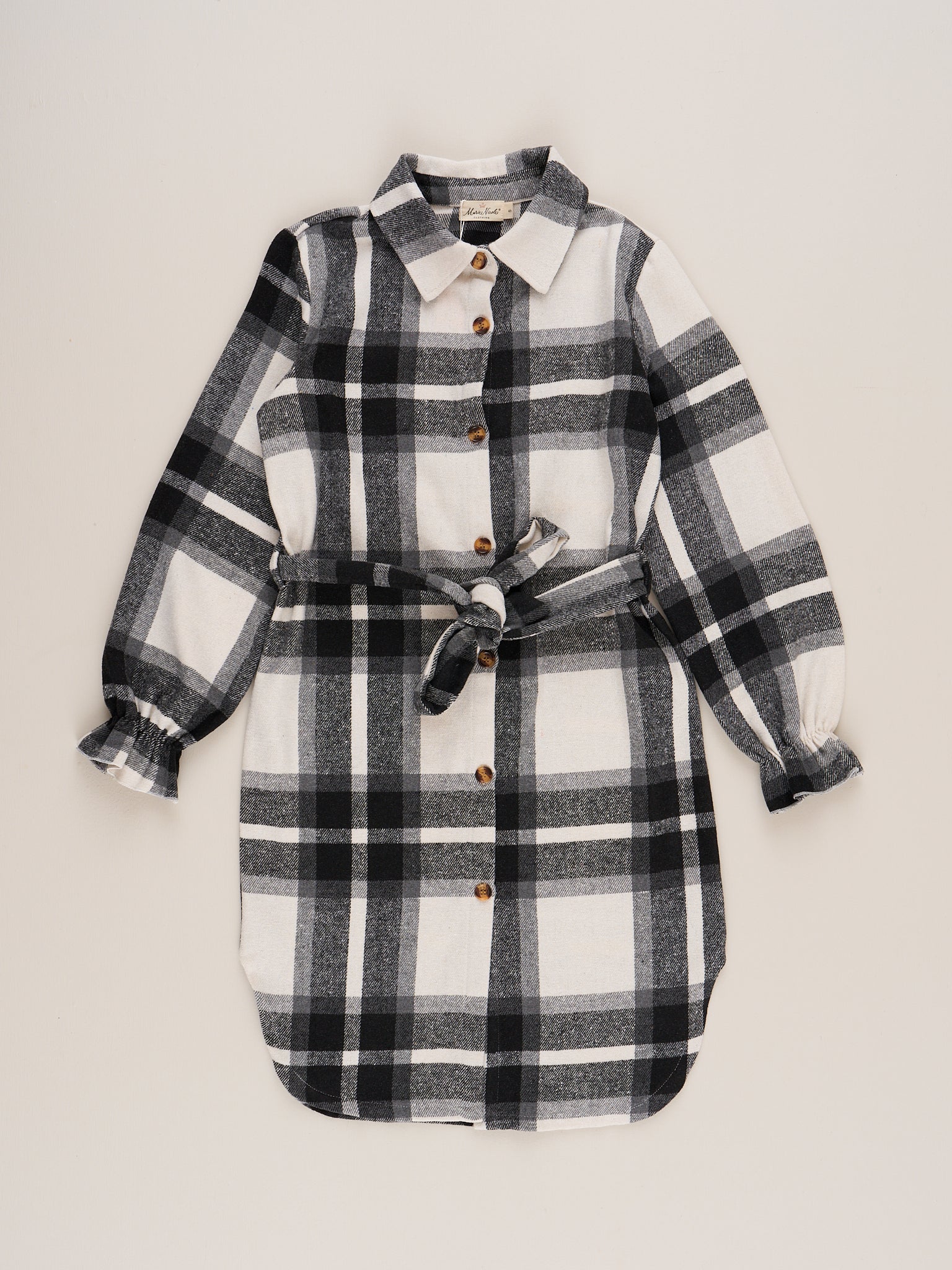 Mom & Me Long Flannel Tunic - Black &  White Plaid - Image 4