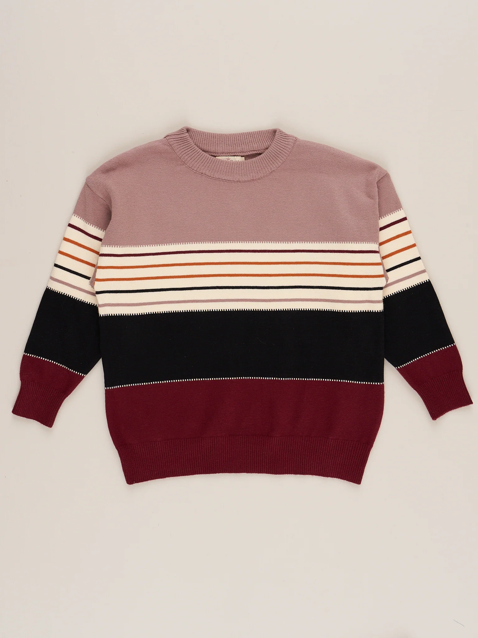 Mom & Me Maroon Fall Stripes Mock Neck Sweater - Image 5