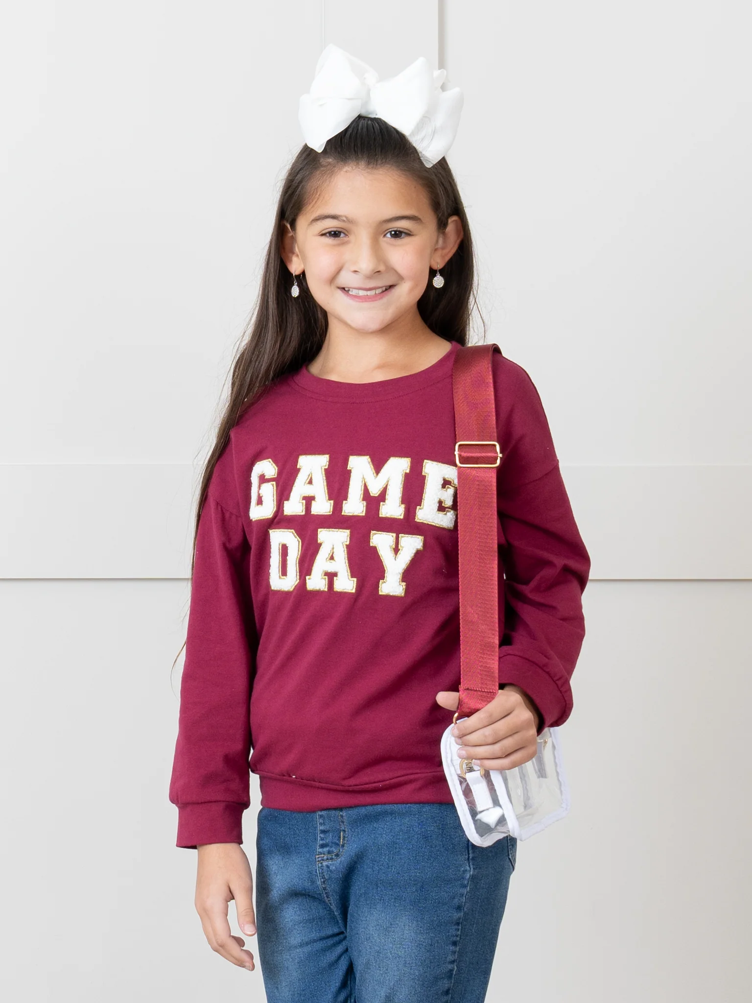 Mom & Me Maroon "Game Day" Puff Letter Crew Neck & Romper - Image 5