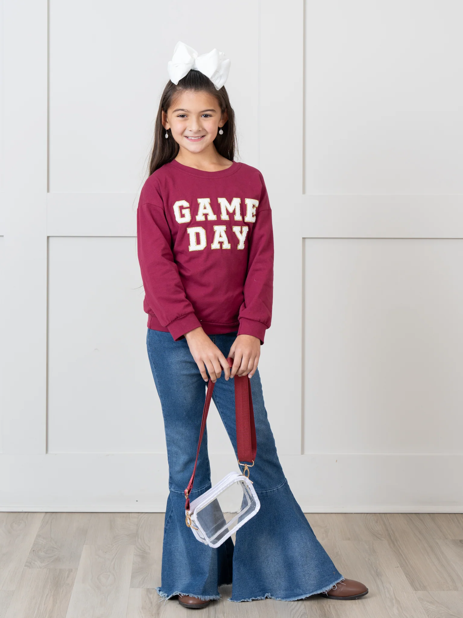 Mom & Me Maroon "Game Day" Puff Letter Crew Neck & Romper - Image 6