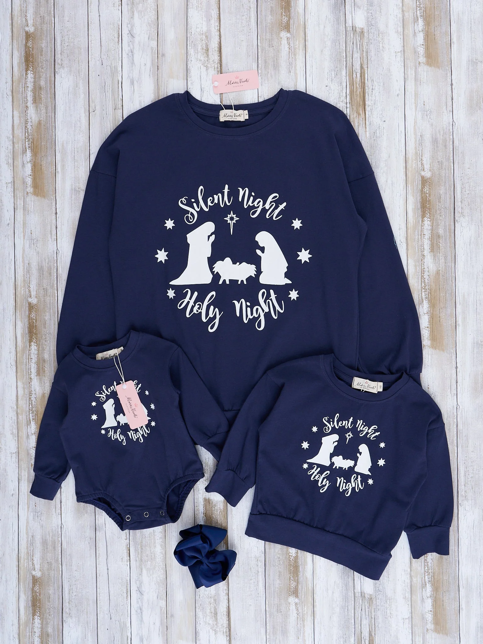 Mom & Me Navy "Silent Night" Crew Neck Shirt