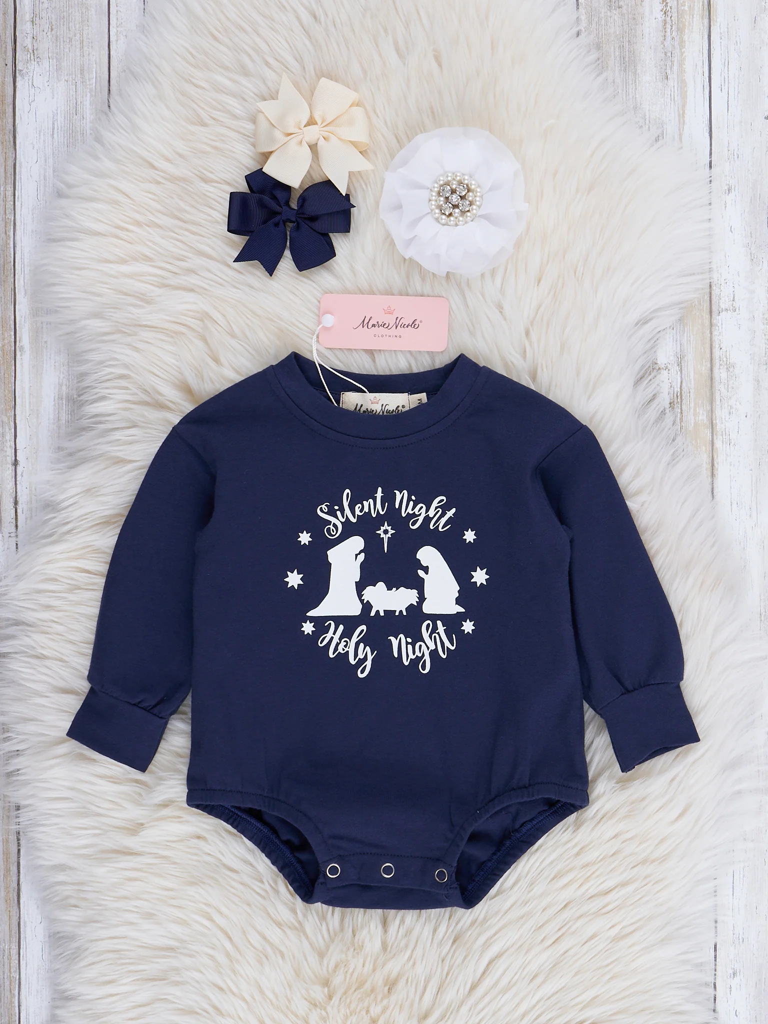Mom & Me Navy "Silent Night" Crew Neck Shirt - Image 2